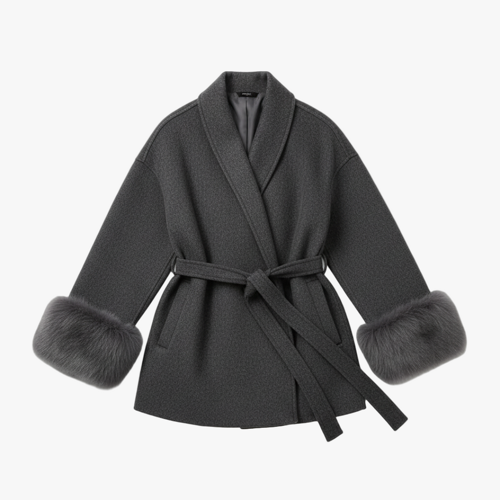 Sofia Maris Belted Faux Fur Cuff Coat for Women