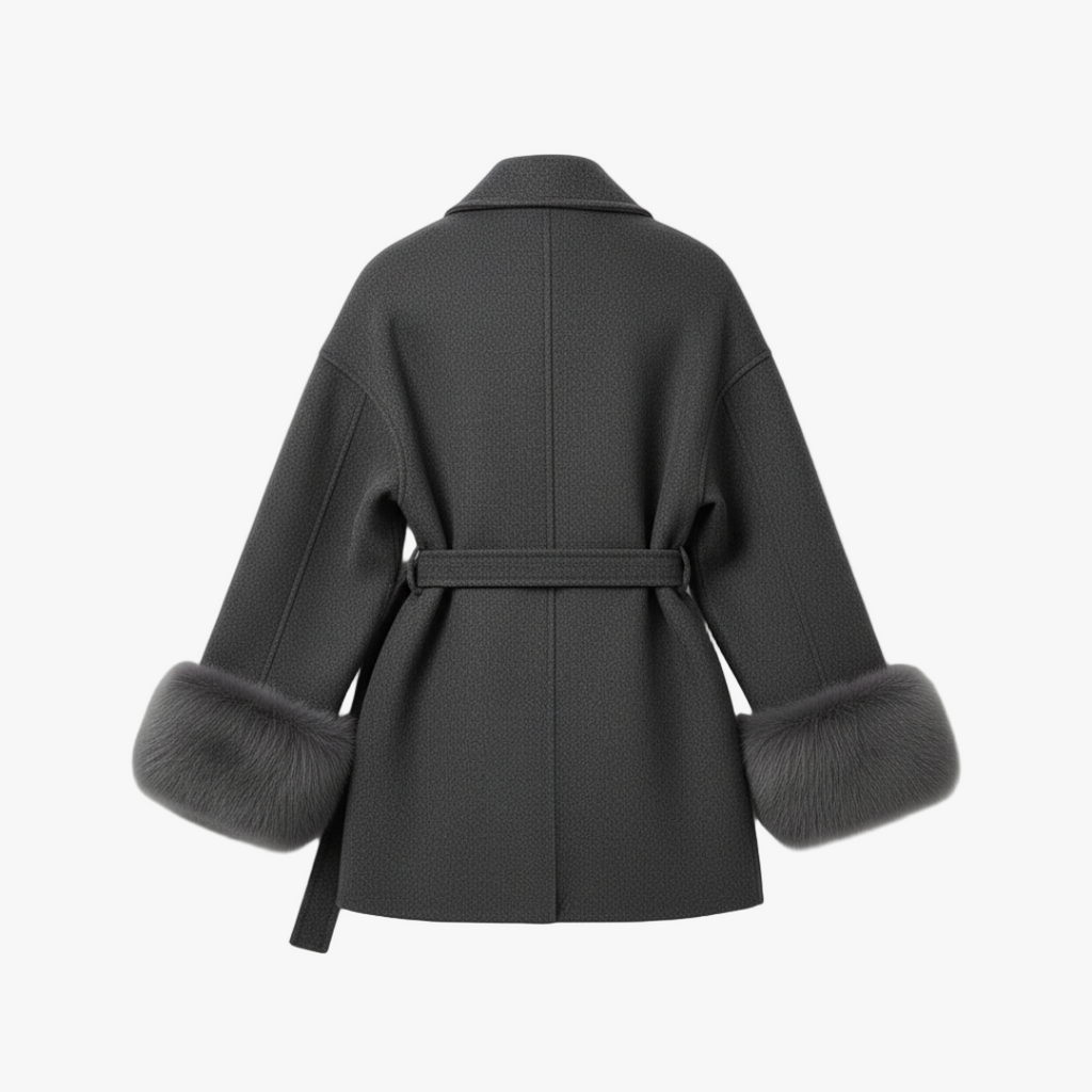 Sofia Maris Belted Faux Fur Cuff Coat for Women