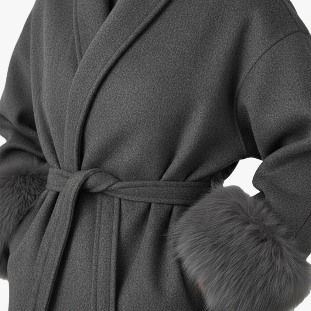 Sofia Maris Belted Faux Fur Cuff Coat for Women