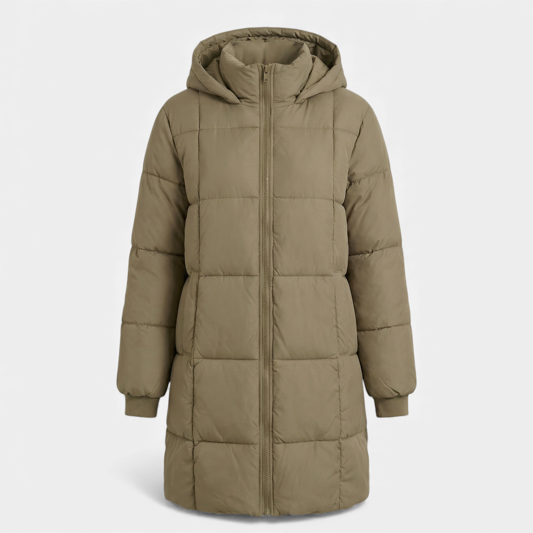 Sofia Maris Black Puffer Coat - Long Hooded Design - Women's Winter Jacket