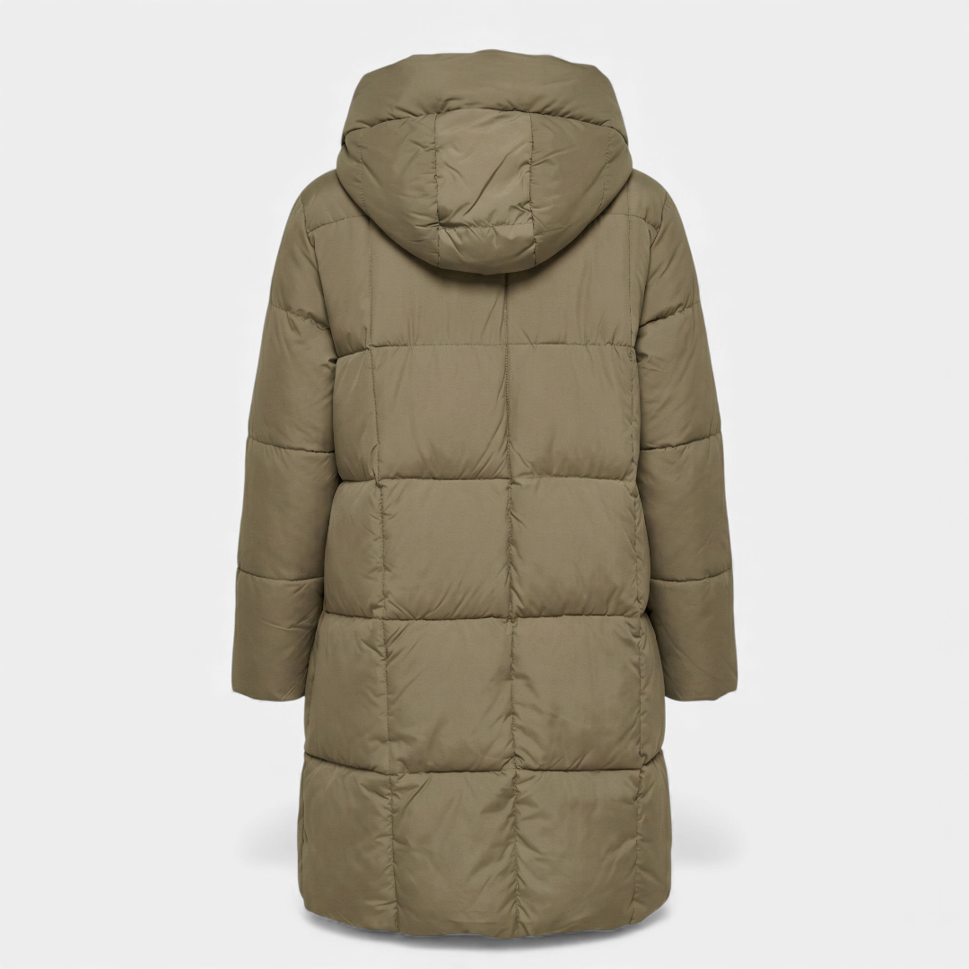 Sofia Maris Black Puffer Coat - Long Hooded Design - Women's Winter Jacket