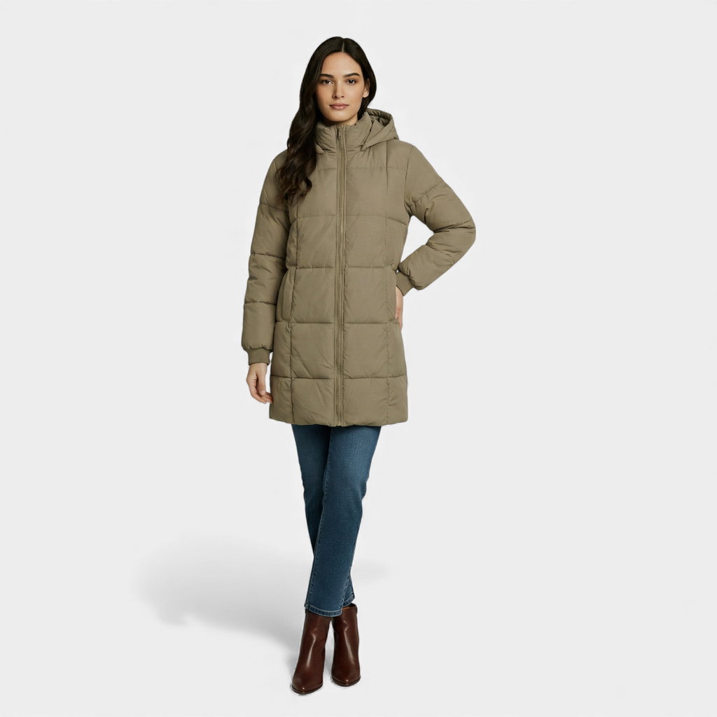 Sofia Maris Black Puffer Coat - Long Hooded Design - Women's Winter Jacket