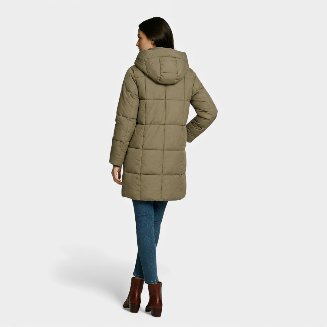 Sofia Maris Black Puffer Coat - Long Hooded Design - Women's Winter Jacket