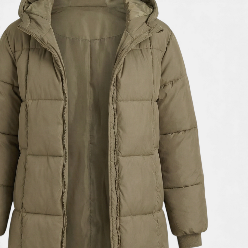 Sofia Maris Black Puffer Coat - Long Hooded Design - Women's Winter Jacket