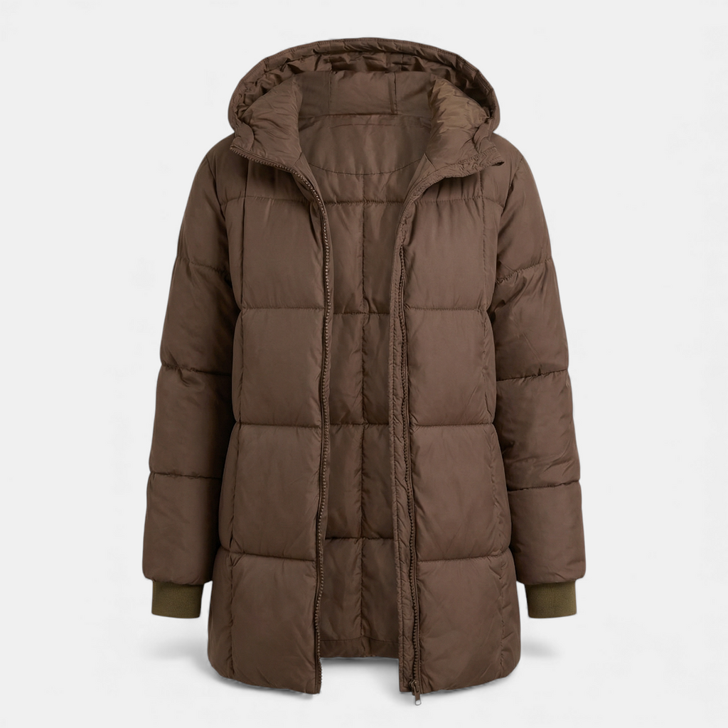 Sofia Maris Black Puffer Coat - Long Hooded Design - Women's Winter Jacket