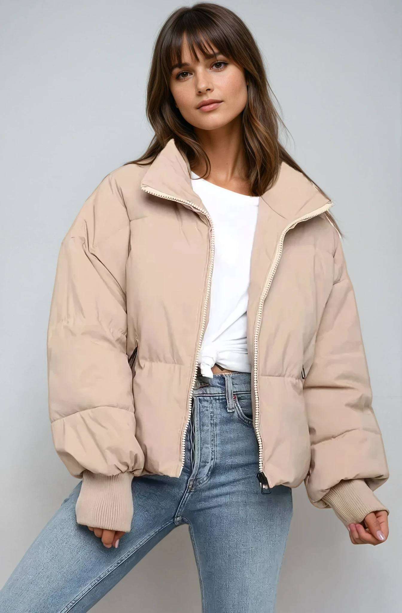 Imitation Silk Cotton Puffer Jacket