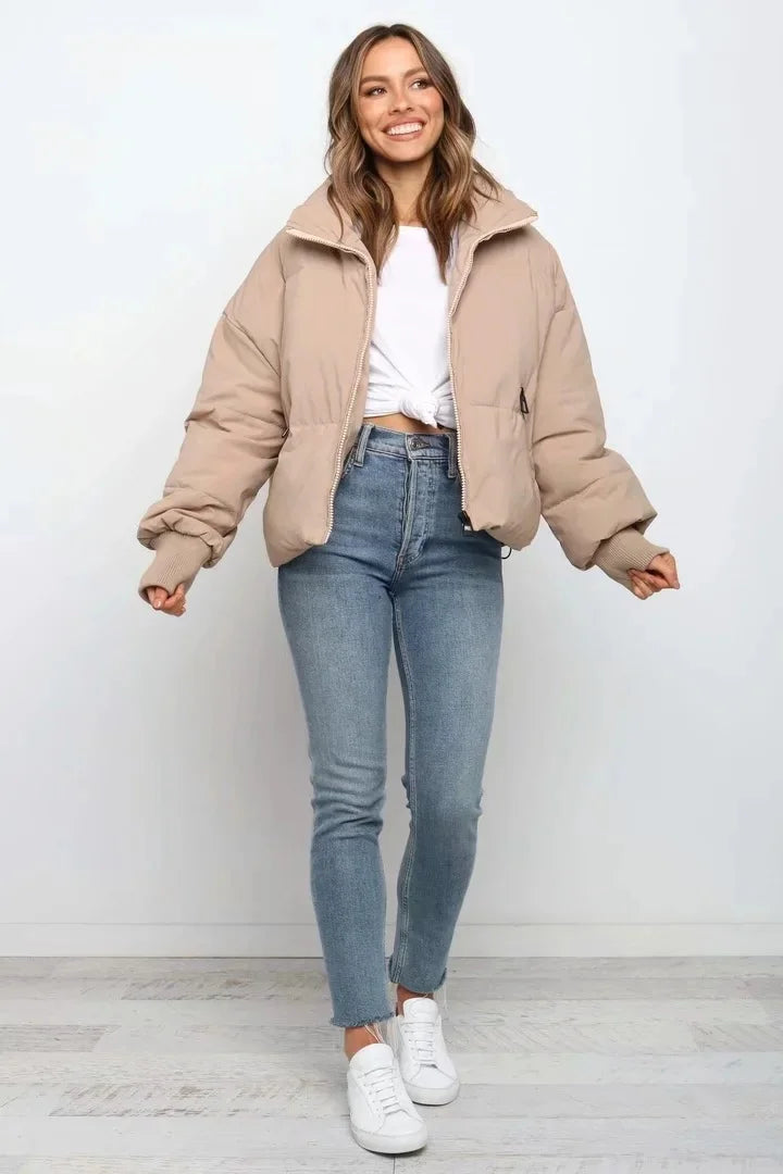 Imitation Silk Cotton Puffer Jacket