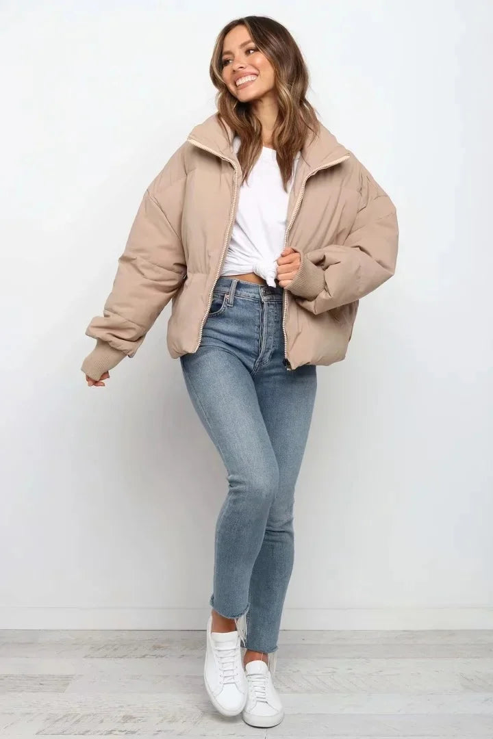 Imitation Silk Cotton Puffer Jacket