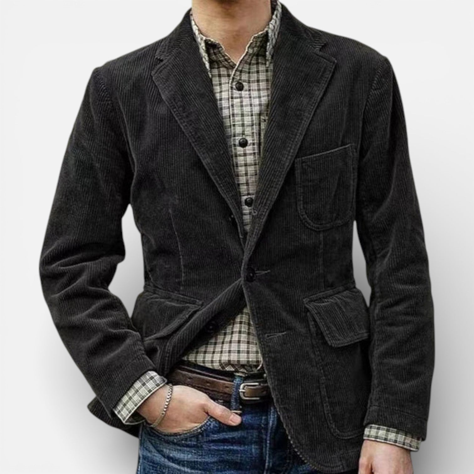 Men’s Corduroy Blazer and Vest Set Slim Fit Formal Casual