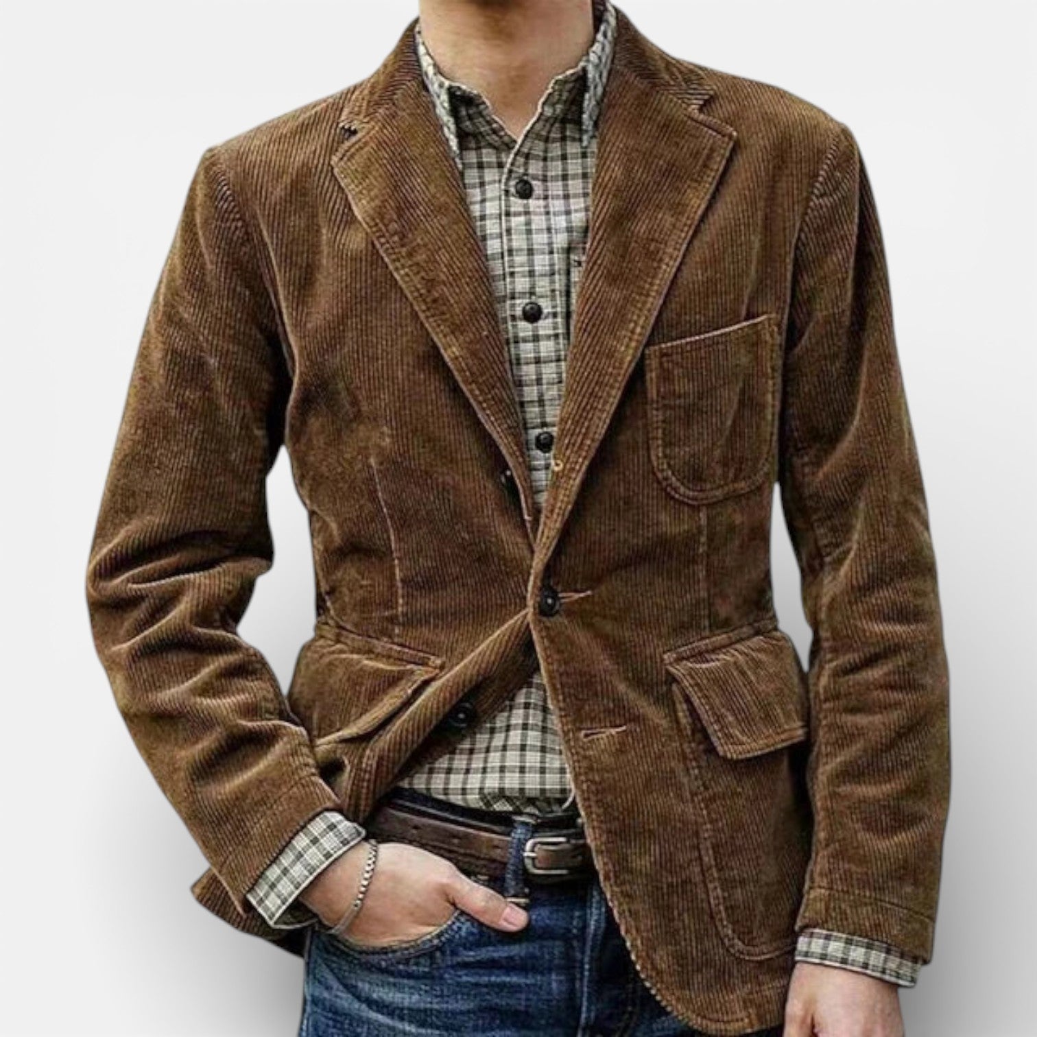 Men’s Corduroy Blazer and Vest Set Slim Fit Formal Casual