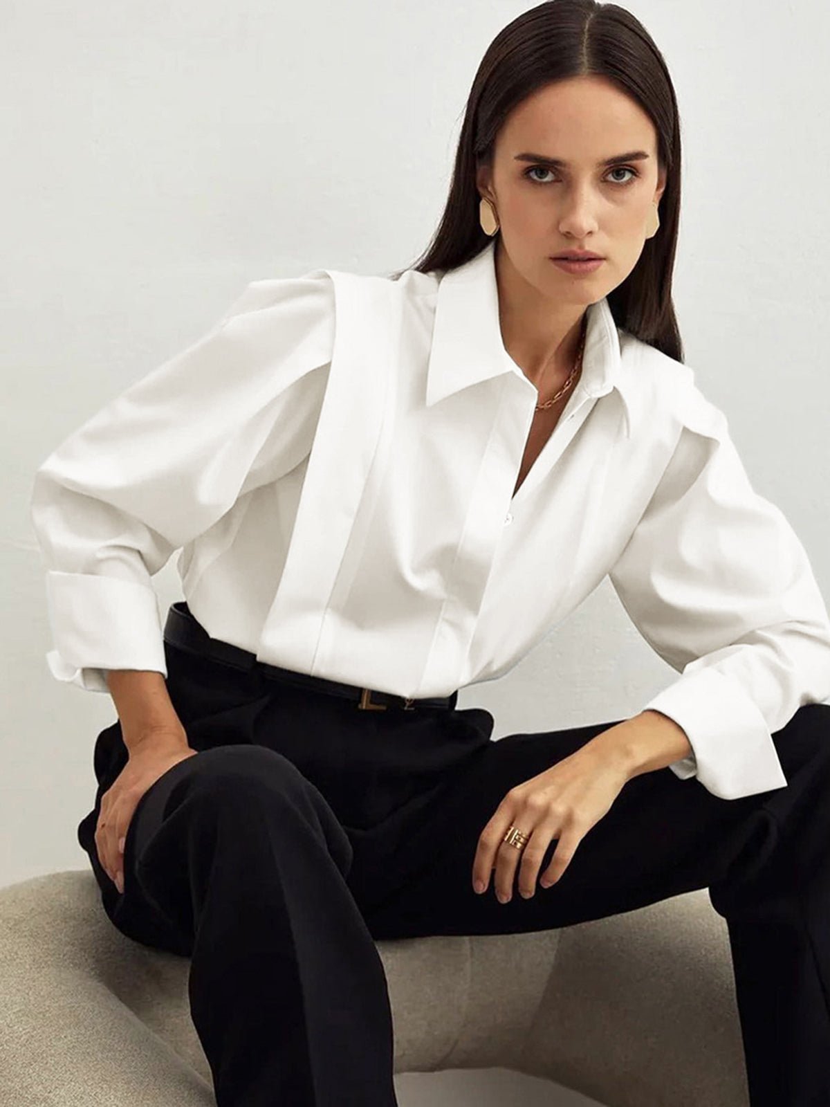 Sofia Maris Classic White Oxford Shirt