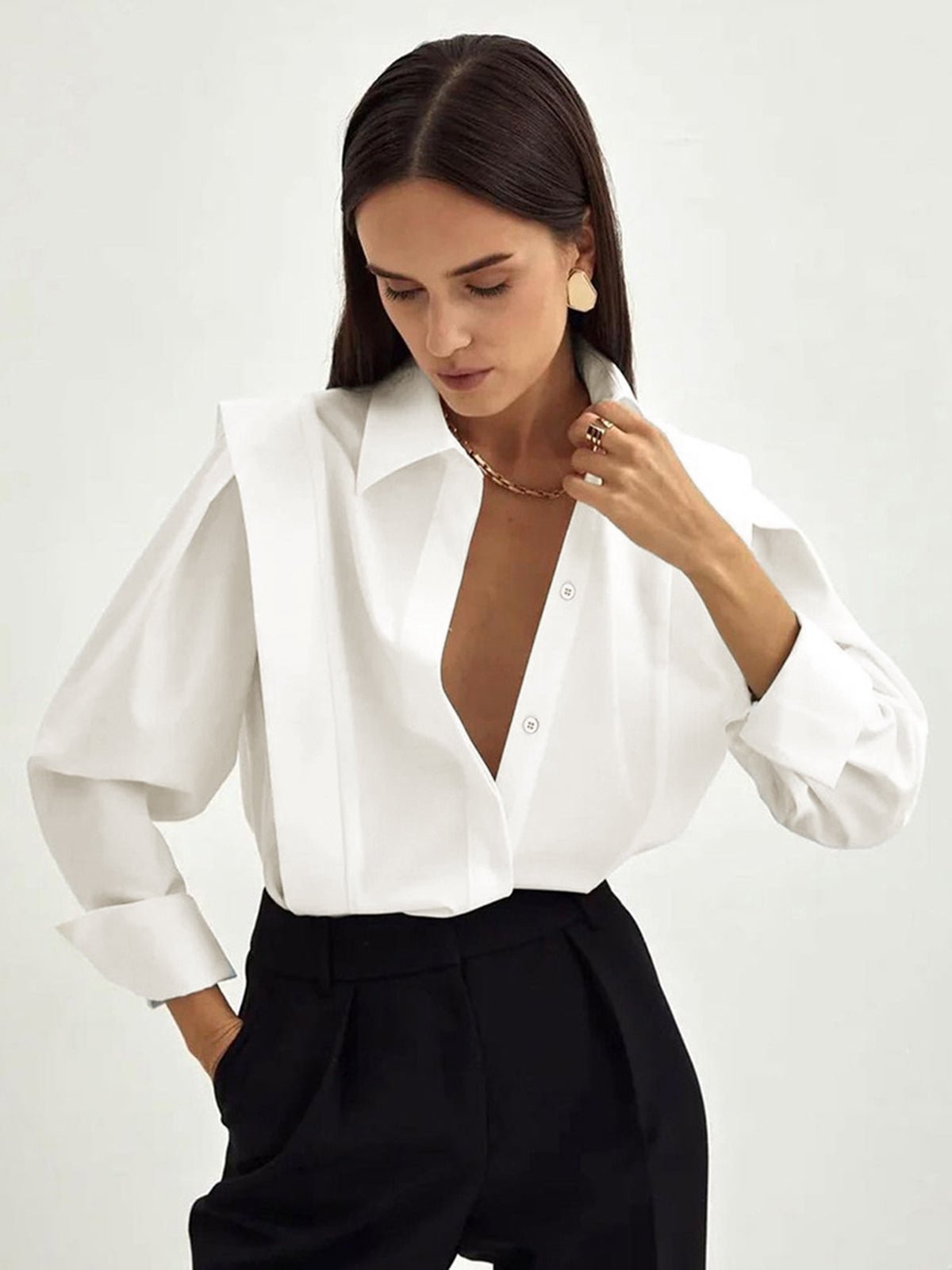 Sofia Maris Classic White Oxford Shirt