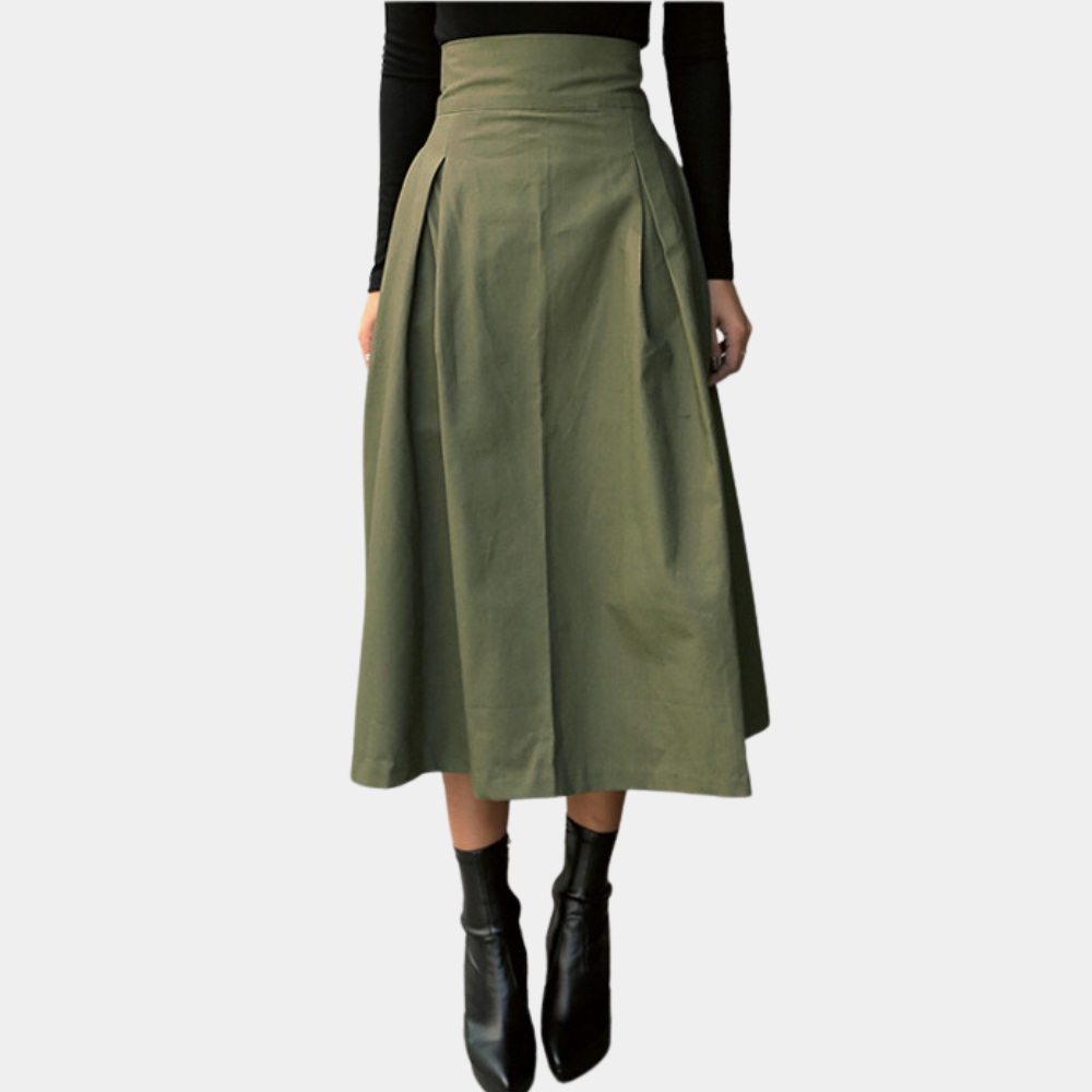 Women's Pleated Midi Skirt - Back Tie Detail - Sofia Maris