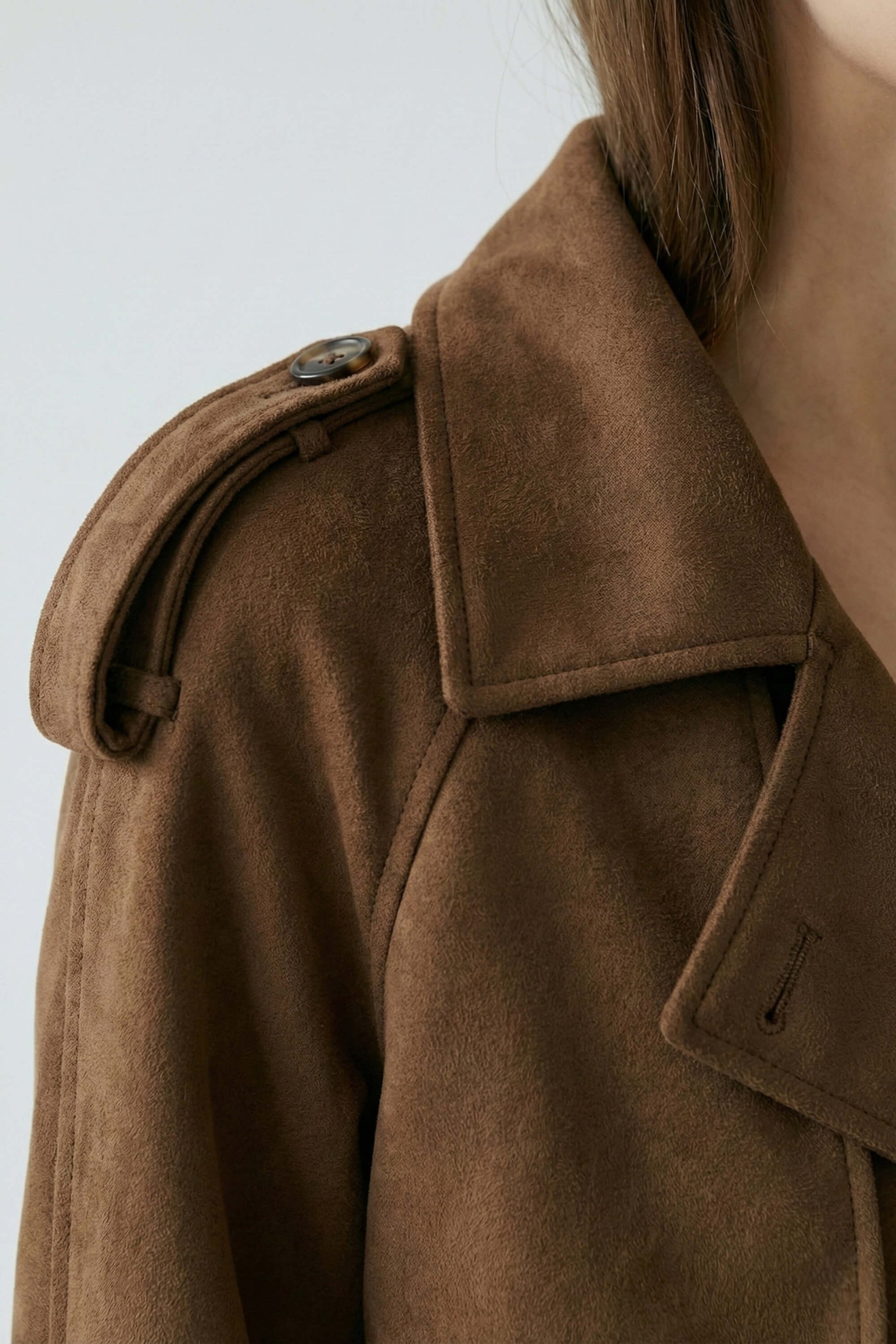 Sofia Maris | Women’s Long Faux Suede Trench Coat