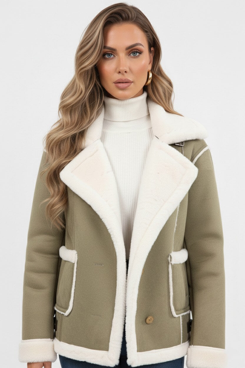 Women’s Ultra-Soft Plush Lapel Jacket – Winter Warmth with Faux Fur Detail - Sofia Maris