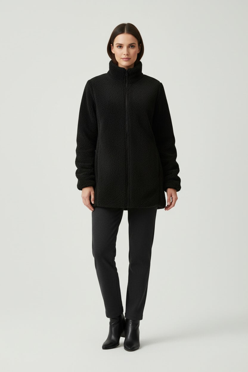 Sofia Maris Women’s Zip-Up Teddy Coat – Winter Casual Outerwear - Sofia Maris