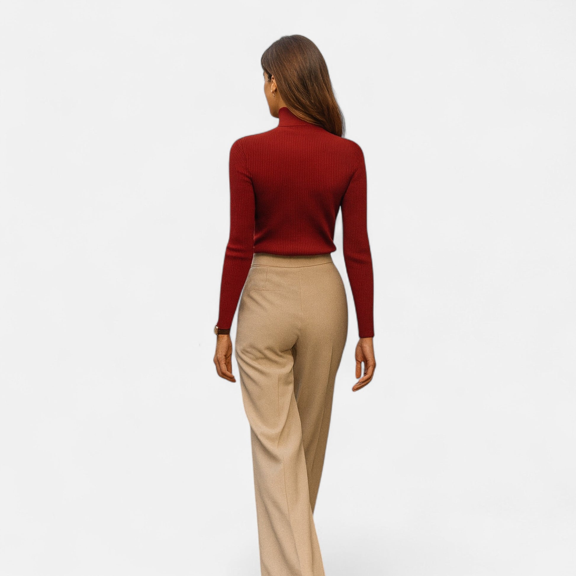 Sofia Maris | Women’s Ribbed Turtleneck – Long Sleeve Slim Fit Top