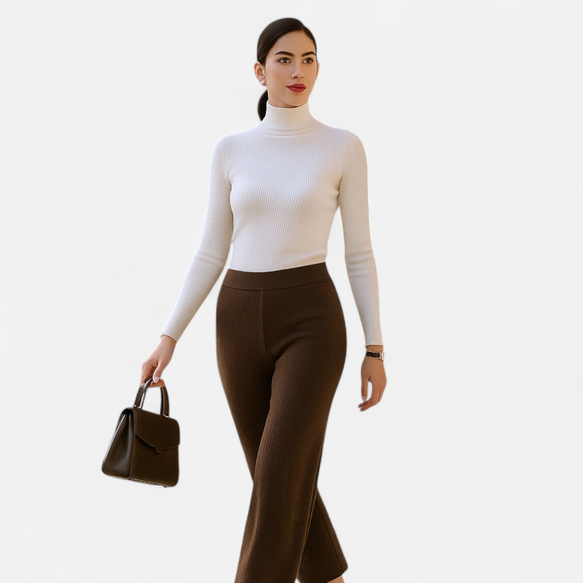 Sofia Maris | Women’s Ribbed Turtleneck – Long Sleeve Slim Fit Top