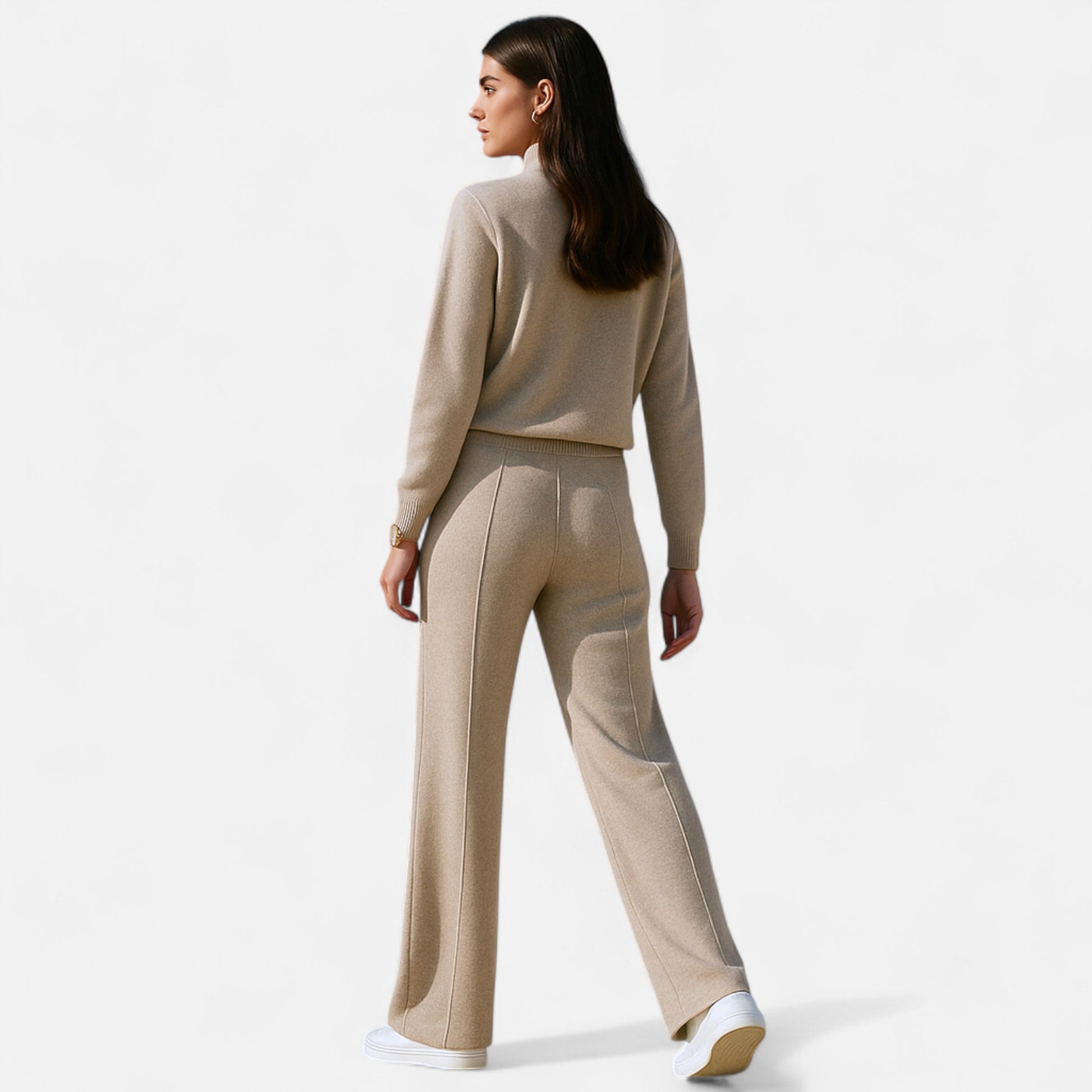 Women’s Pure Wool Wide-Leg Knit Trousers - Sofia Maris