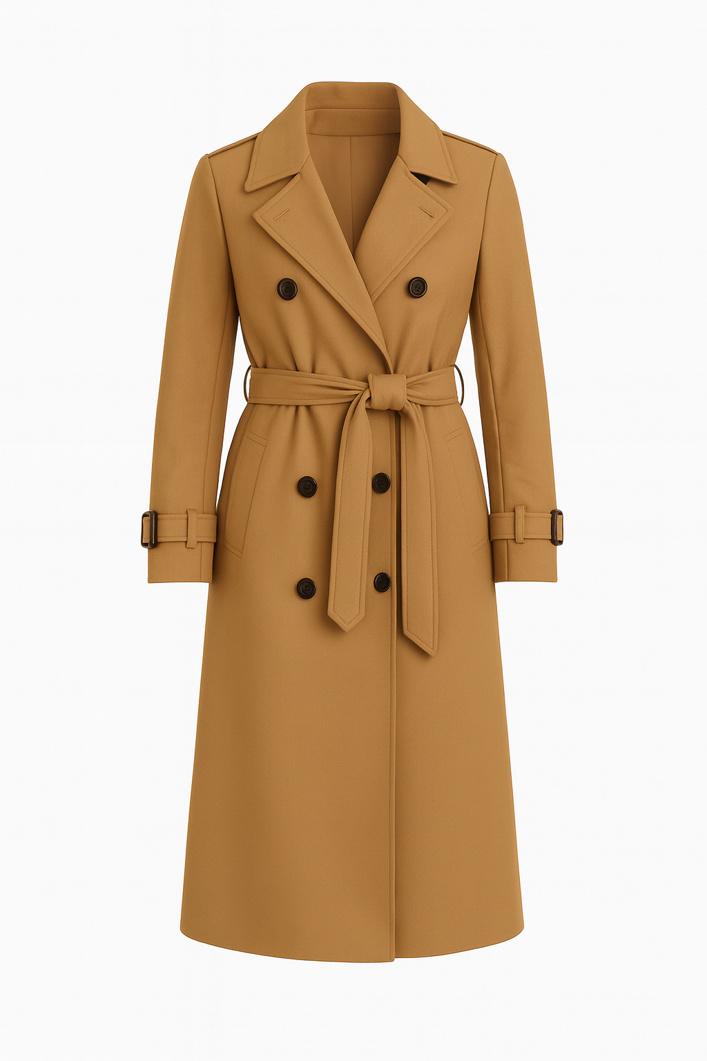 Camille Women’s Double Breasted Trench Coat Belted Waist Classic Fit - Sofia Maris
