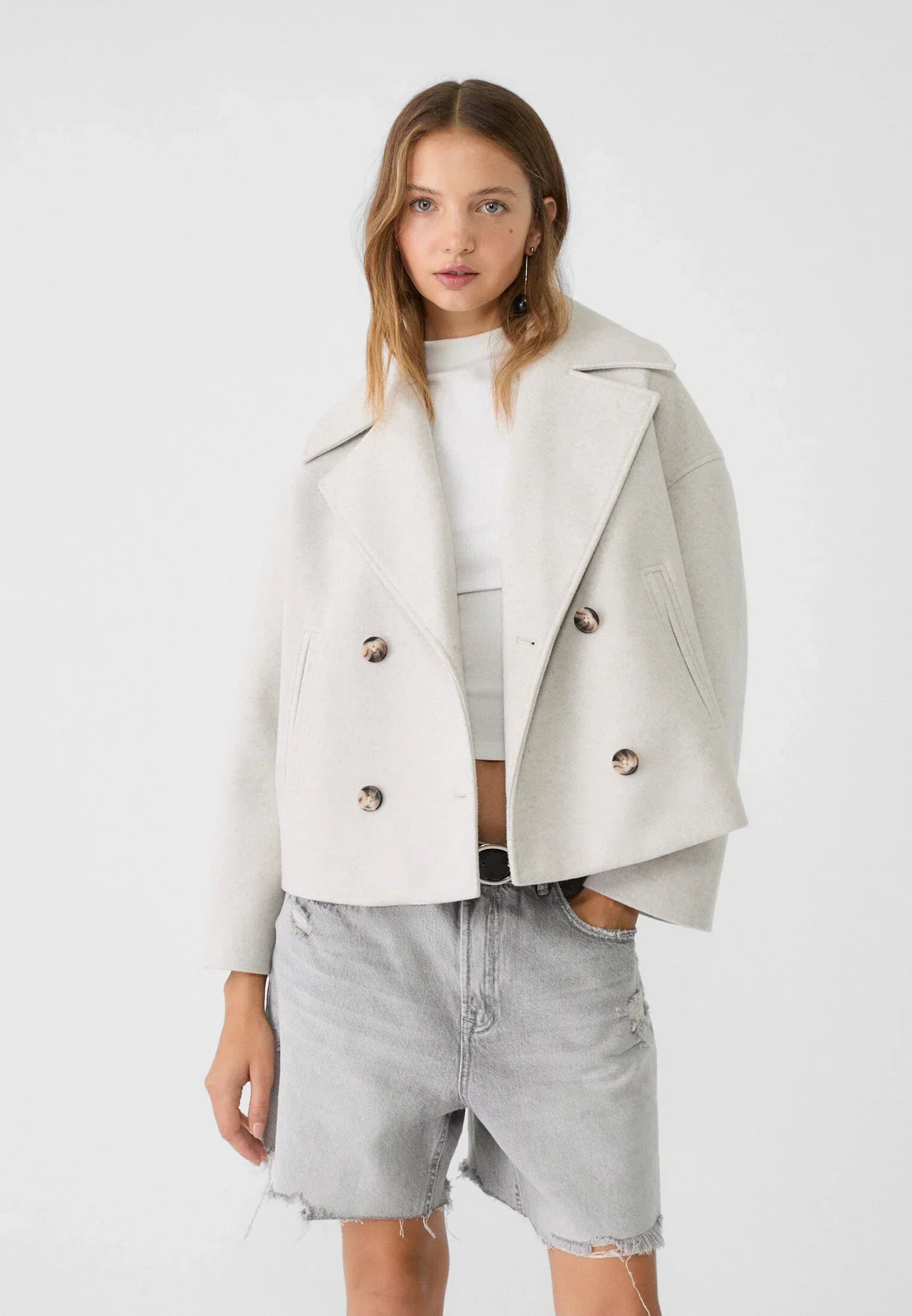 Women's Cropped Jacket - Double Breasted with Notch Lapel - Sofia Maris