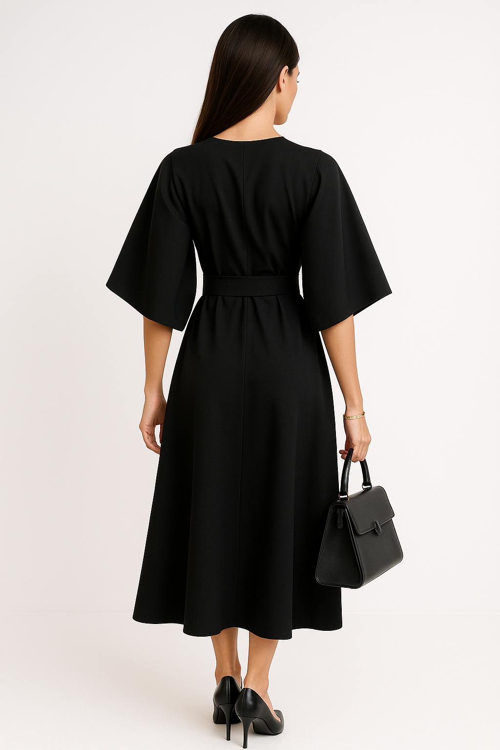Sofia Maris Crew Neck Midi Work Dress