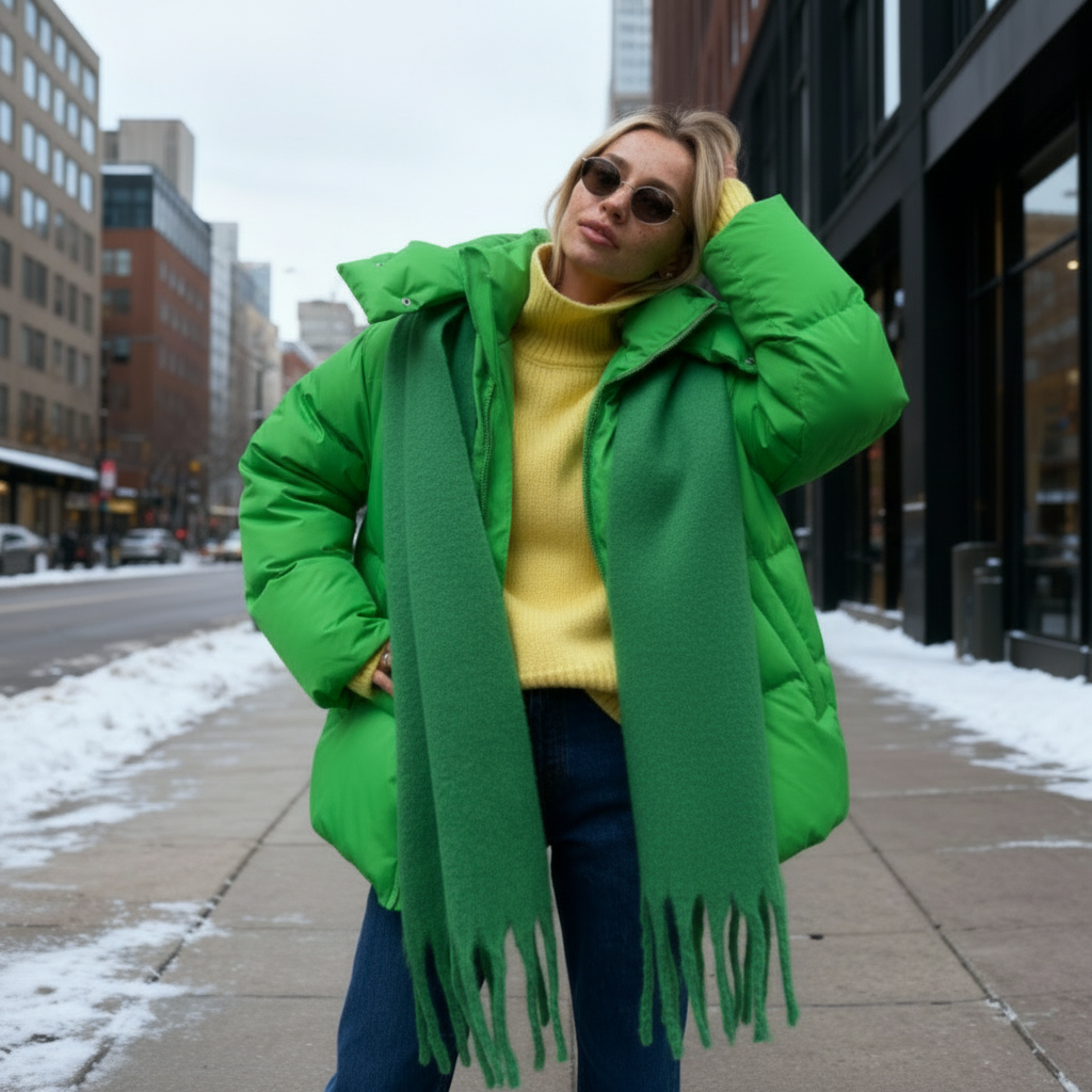 Alice Oversized Puffer Jacket | Collared Hooded Long Sleeve Puffer Jacket