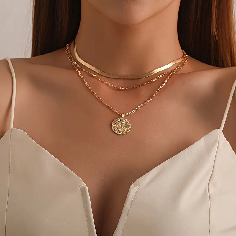 Ella | Women’s Layered Necklace Set Gold 18k Plated Metal