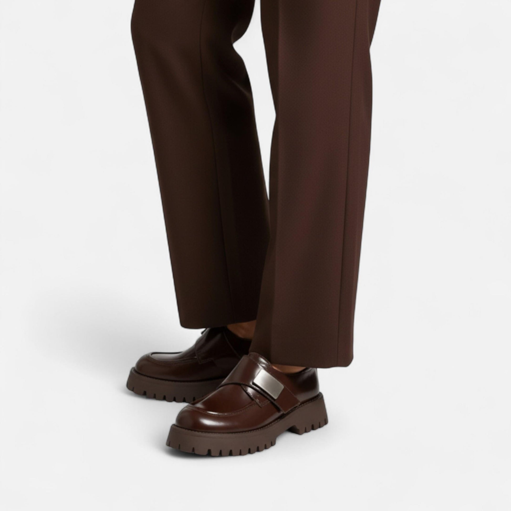 Sofia Maris Women’s Leather Derby Shoes – Round Toe Buckle Flats - Sofia Maris