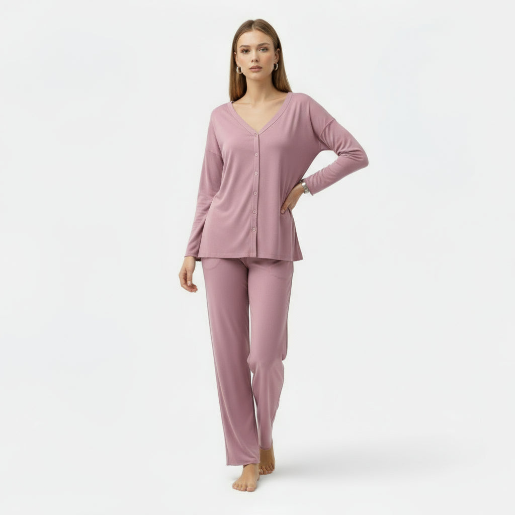 Women’s Two-Piece Cashmere-Touch Loungewear Set - Sofia Maris