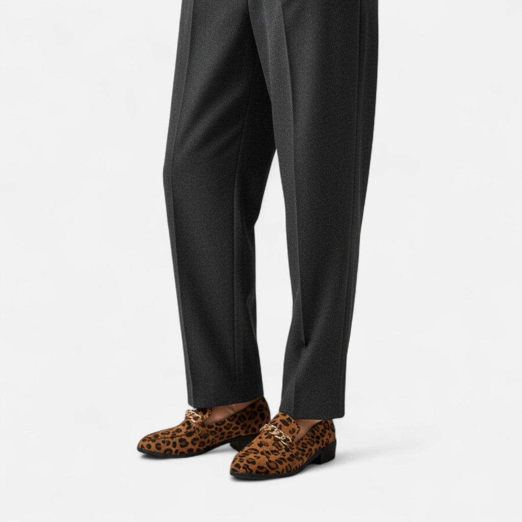 Sofia Maris Women’s Suede Loafers – Leopard Print Mid-Heel - Sofia Maris