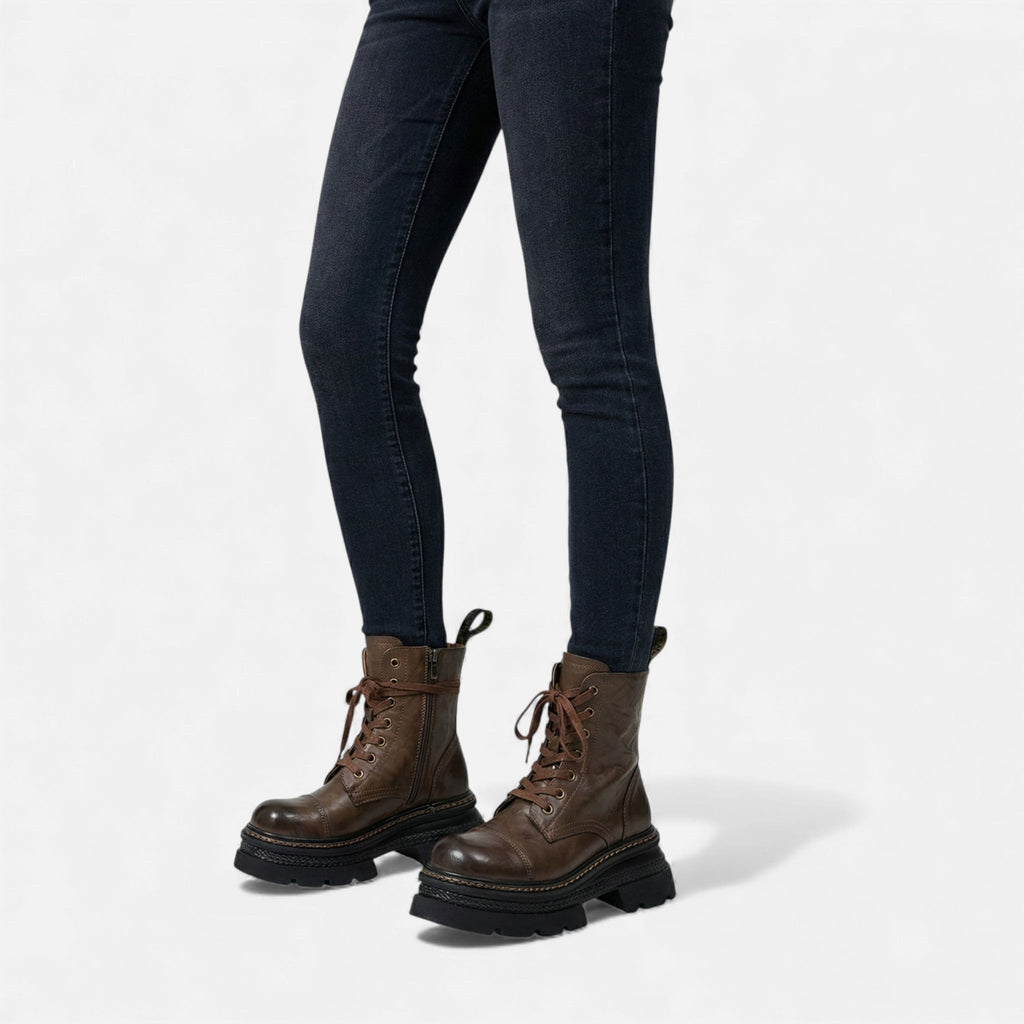 Sofia Maris Women’s Plush-Lined Winter Lace-Up Platform Boots