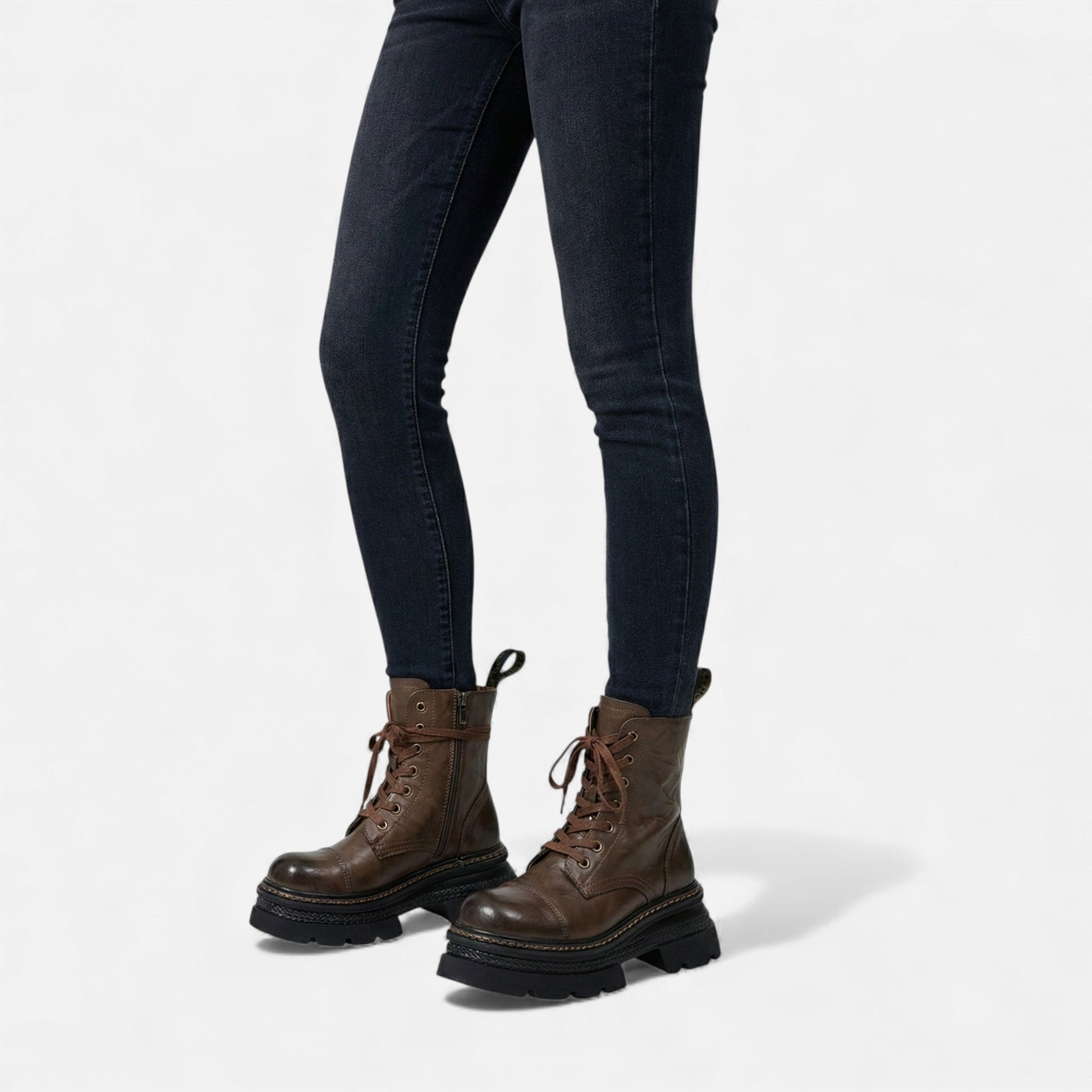 Sofia Maris Women’s Plush-Lined Winter Lace-Up Platform Boots