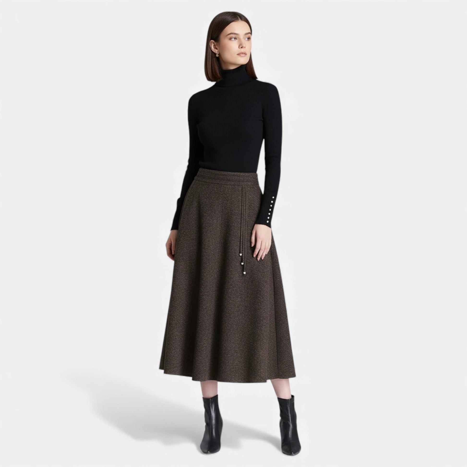 Sofia Maris Women’s Elegant Tweed Skirt with Pockets - Sofia Maris