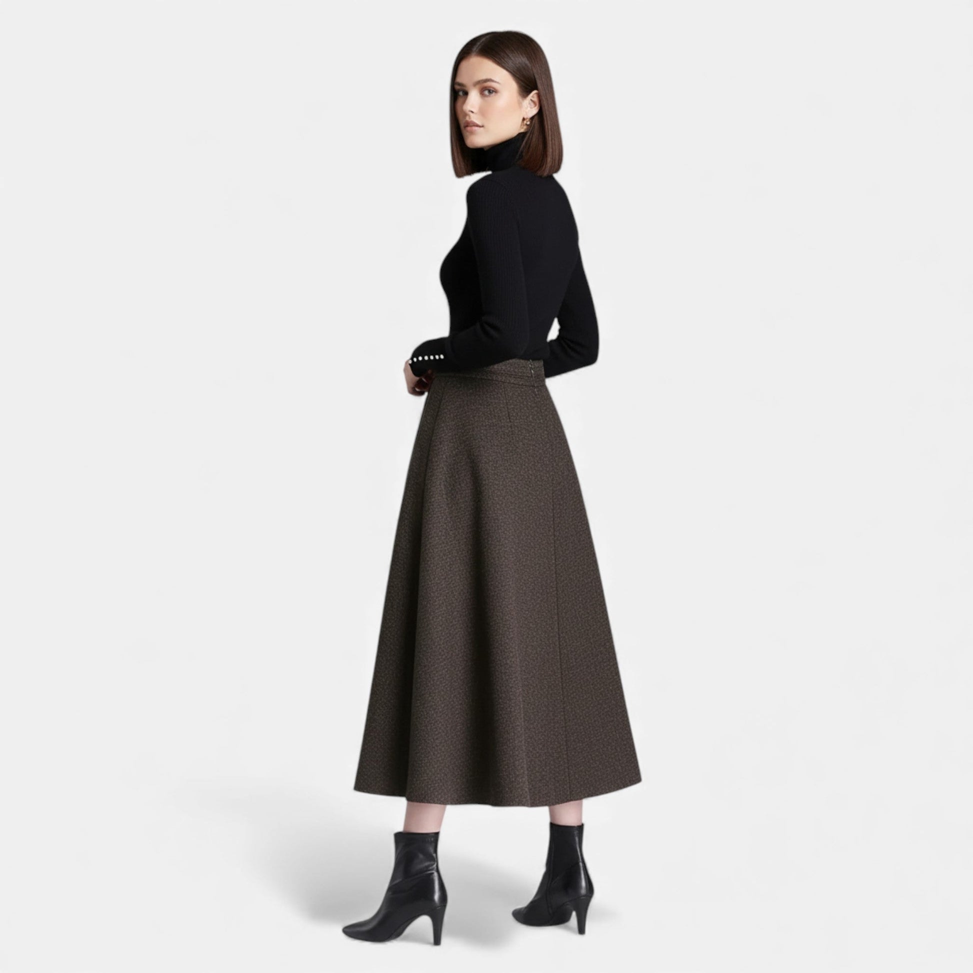 Sofia Maris Women’s Elegant Tweed Skirt with Pockets - Sofia Maris