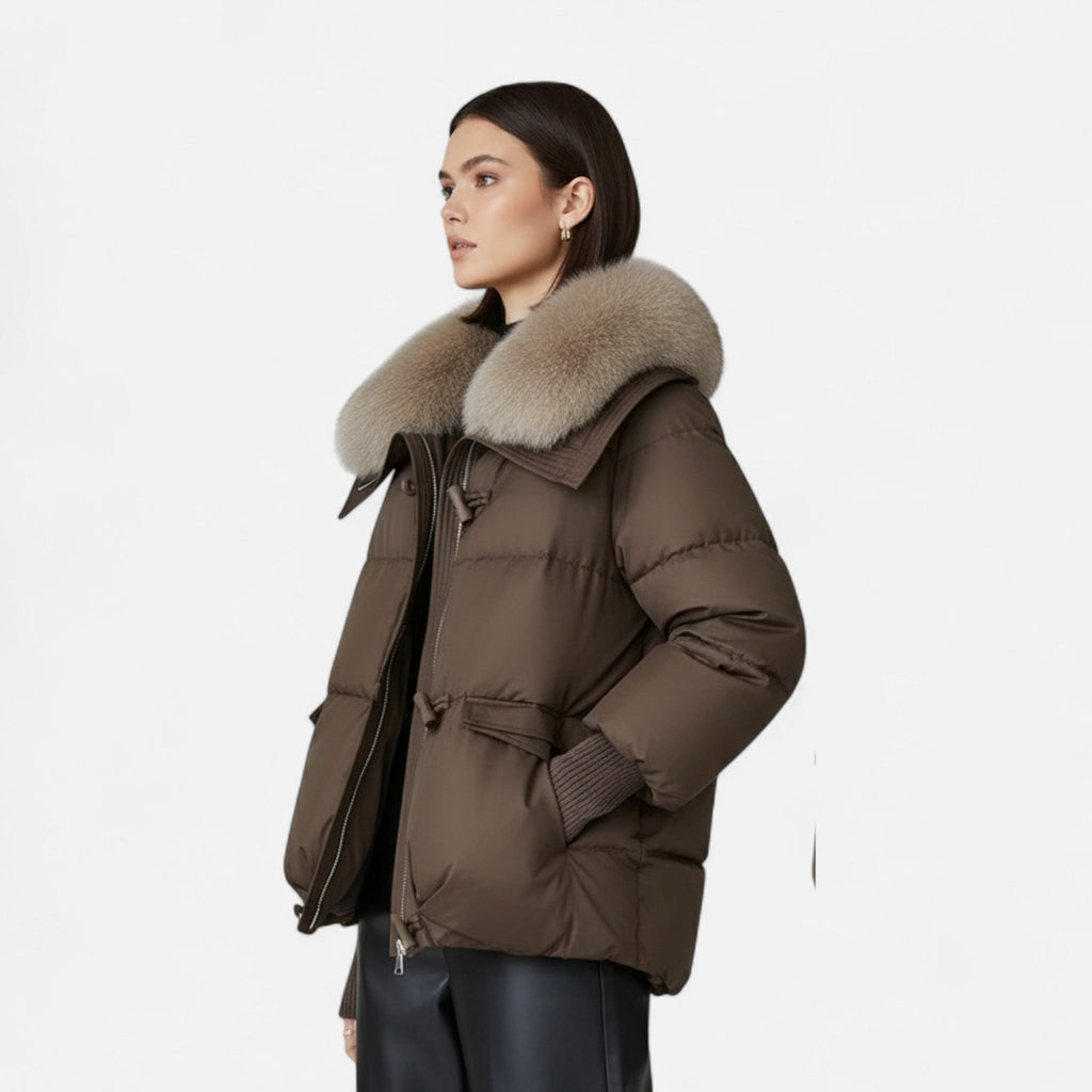 The Sofia Women’s Fur-Collar Down Cotton Jacket - Sofia Maris