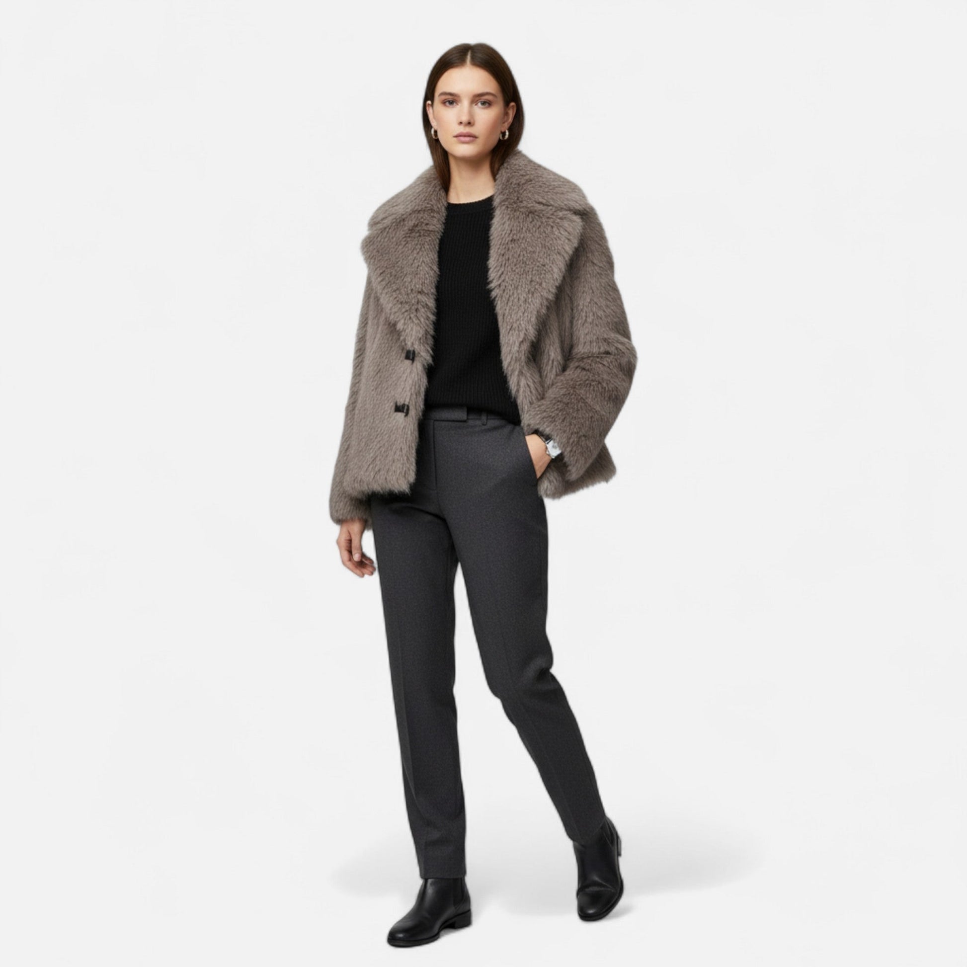 Sofia Maris | Women’s Faux Fur Coat – Winter Street Elegance