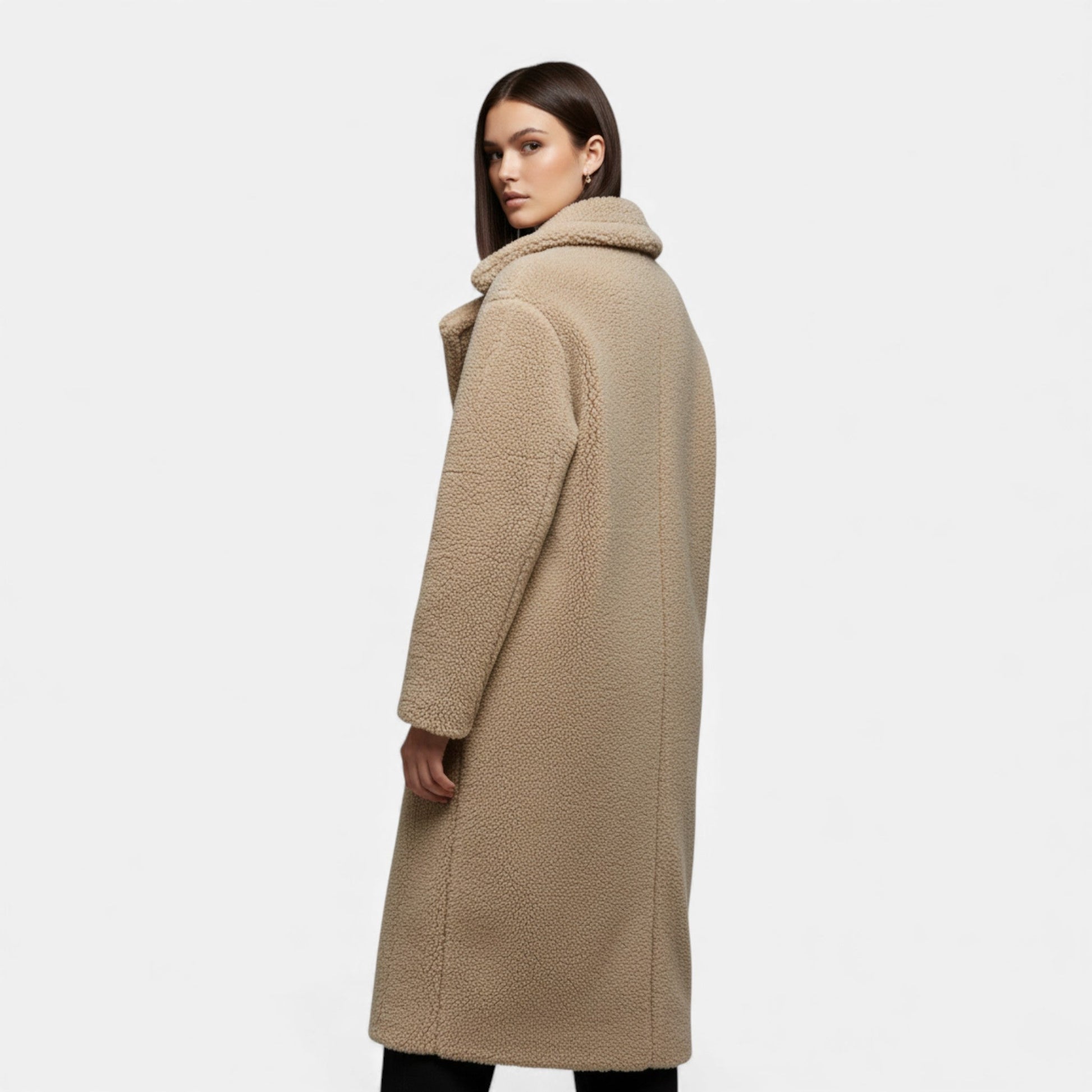 Sofia Maris | Women’s Long Double-Breasted Teddy Coat