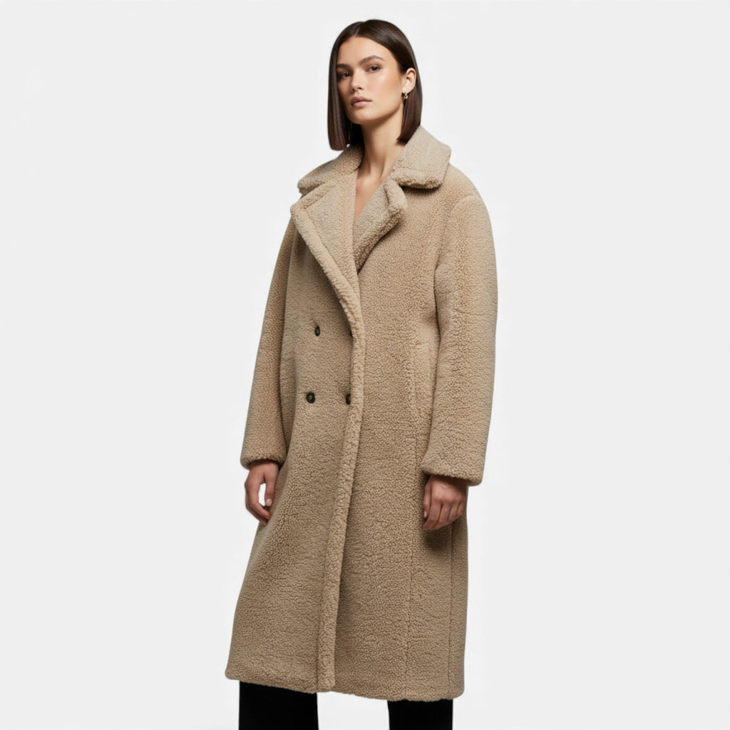 Sofia Maris | Women’s Long Double-Breasted Teddy Coat
