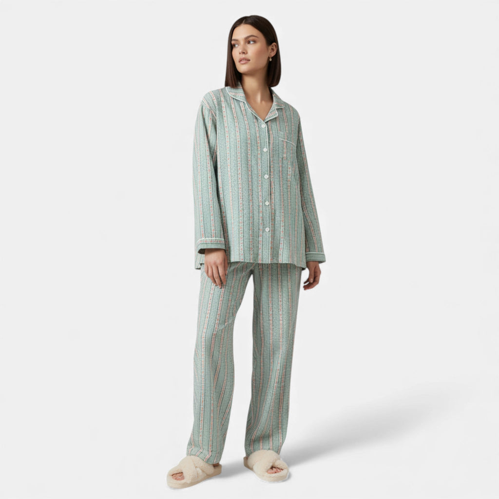 Women’s Pure Cotton Pyjama Set with Cardigan Style - Sofia Maris