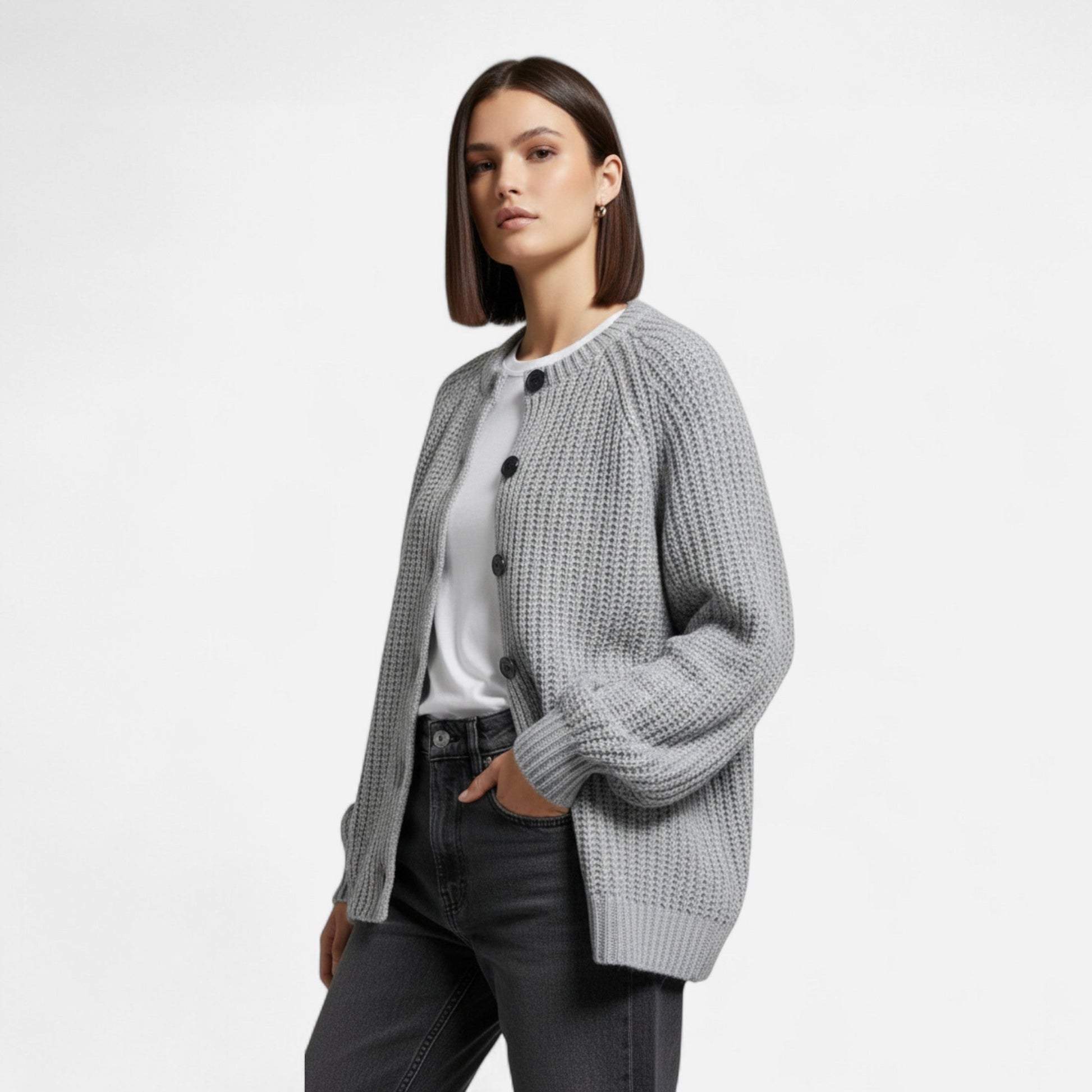Women’s Vintage Round Neck Knit Cardigan – Effortless Autumn Grace - Sofia Maris