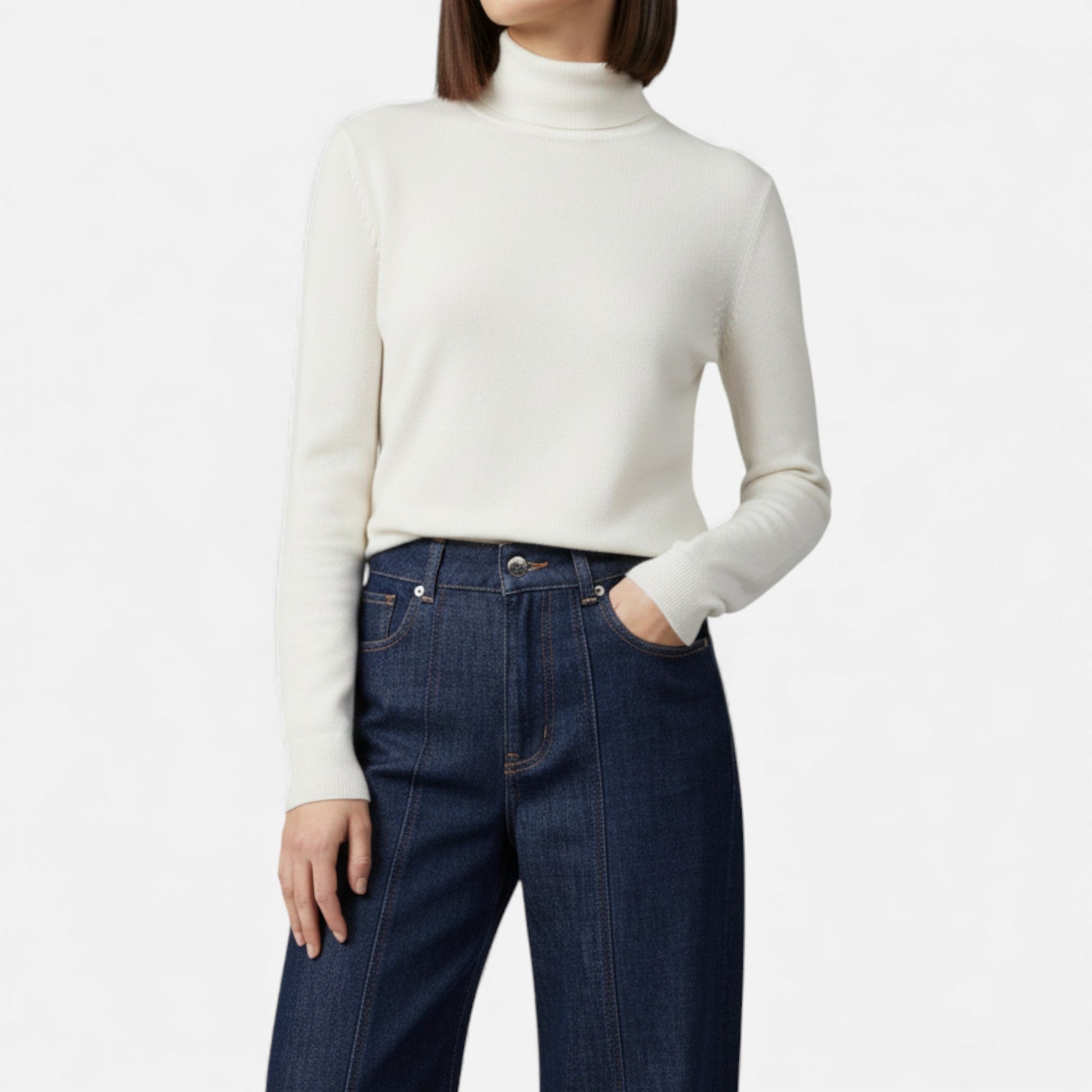 Sofia Maris | Women’s High-Waist Wide Leg Cotton-Blend Jeans