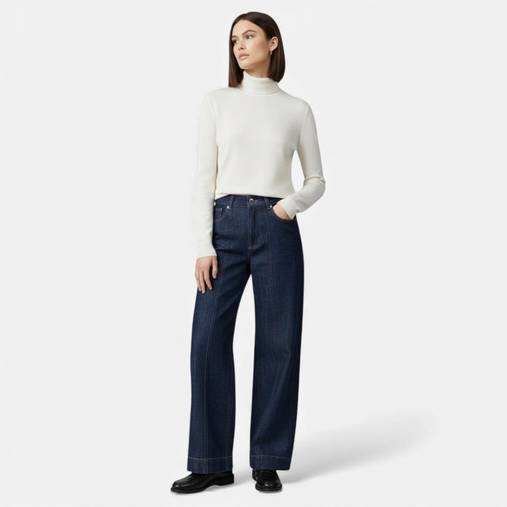 Sofia Maris | Women’s High-Waist Wide Leg Cotton-Blend Jeans
