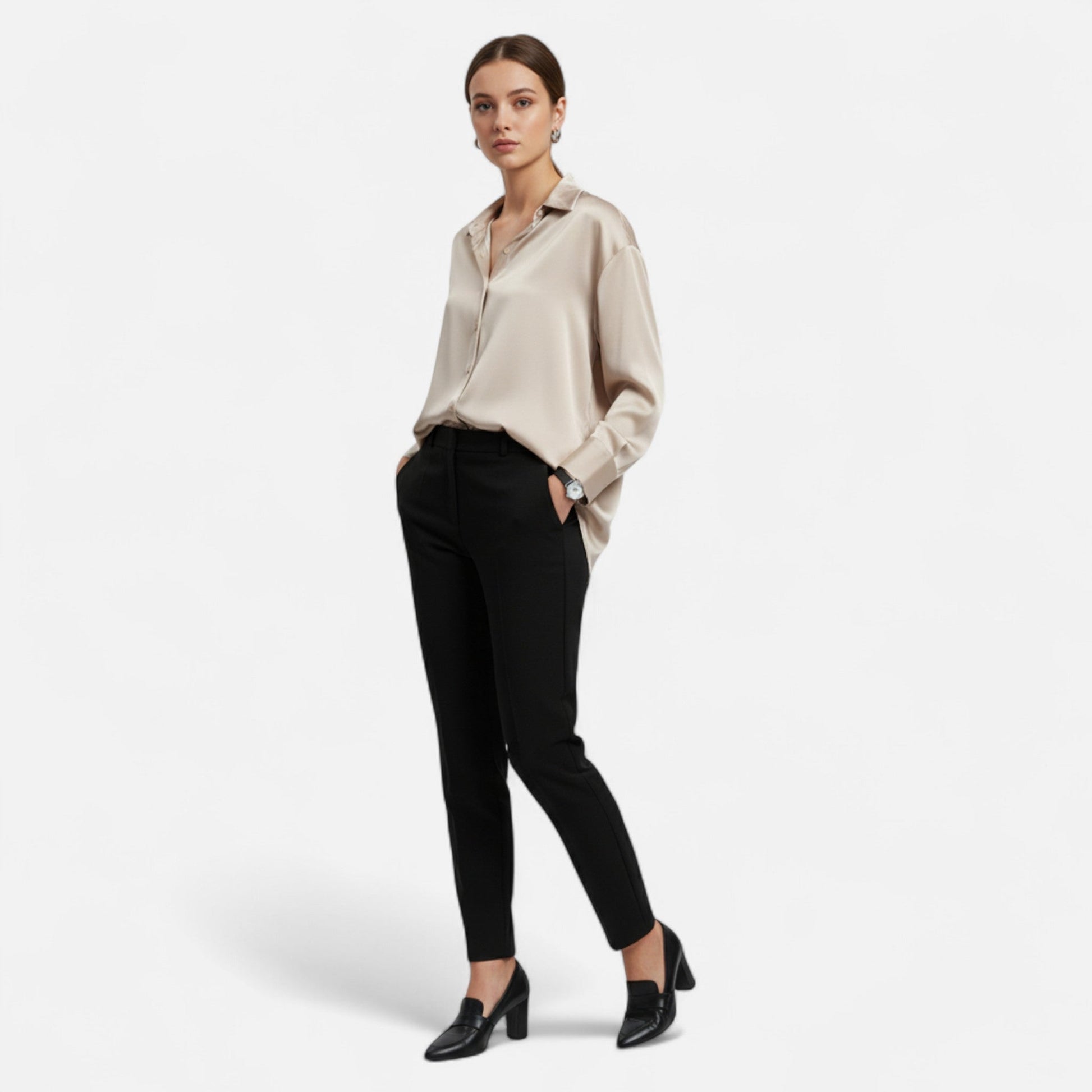 Women’s Silk Satin Blouse – Autumn Poise Edition - Sofia Maris