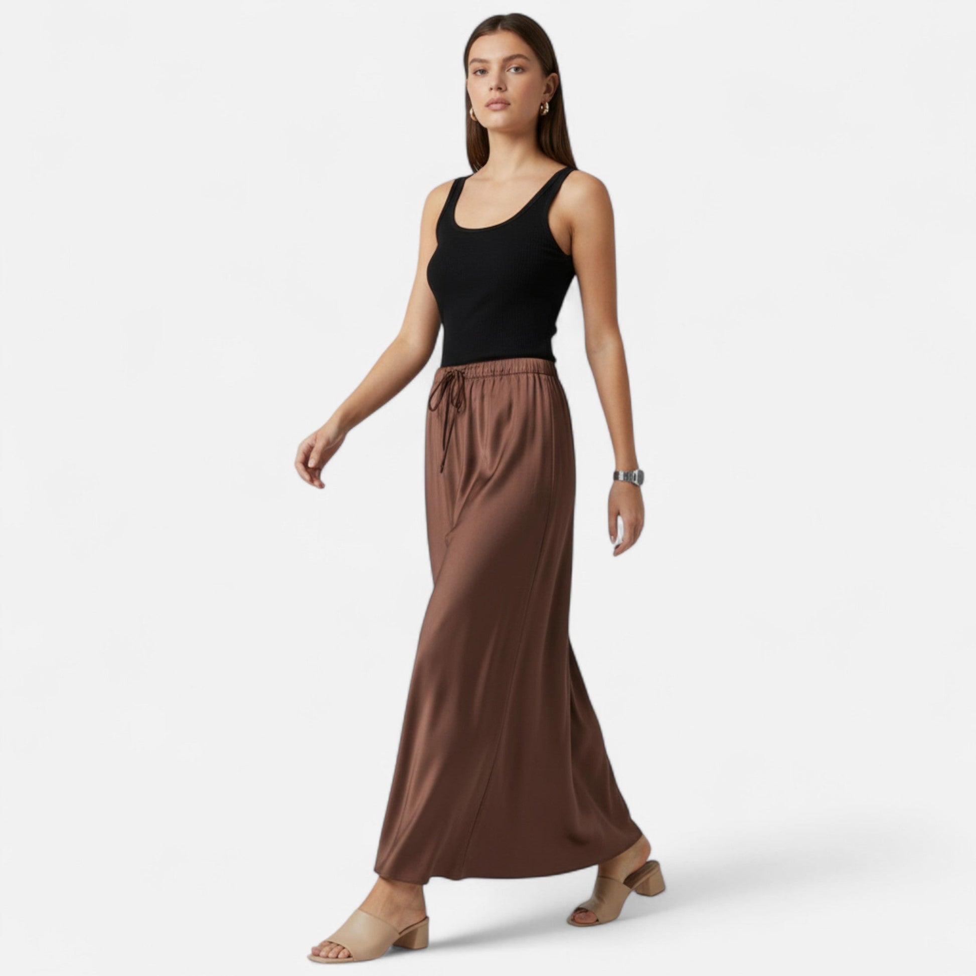 Women's Elegant High-Waist Satin Skirt - Sofia Maris