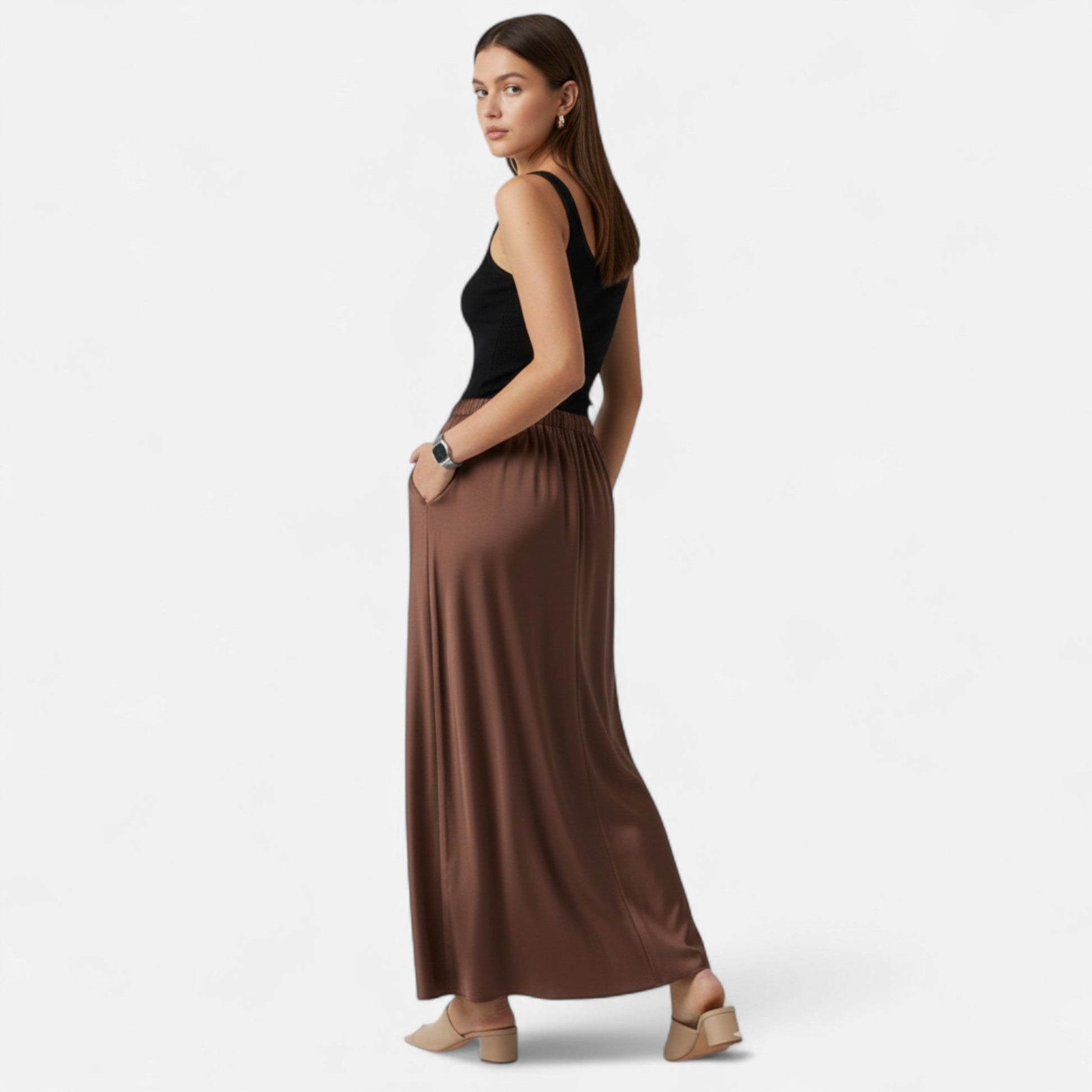 Women's Elegant High-Waist Satin Skirt - Sofia Maris