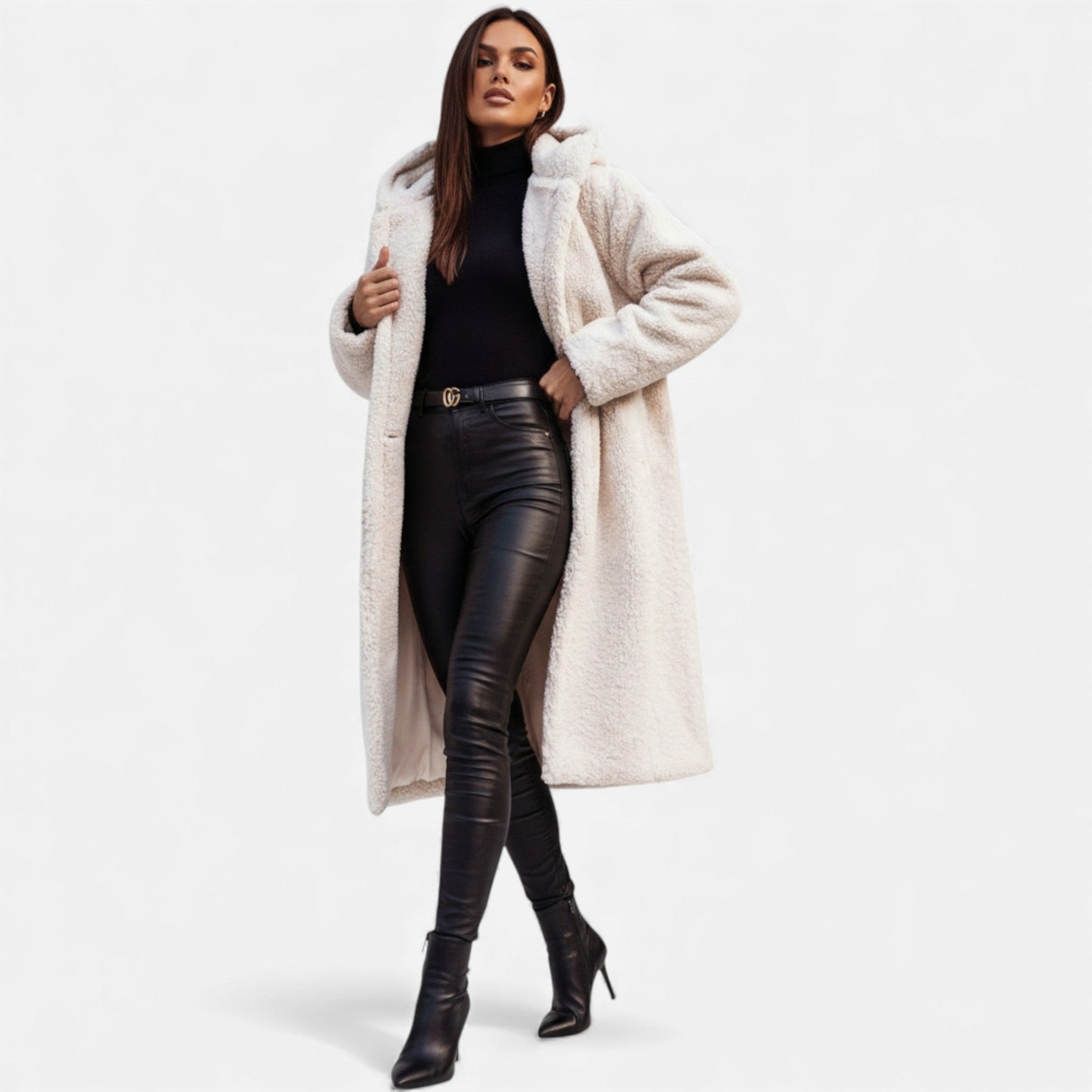 Sofia Maris| Women’s Plush Faux‑Fleece Long Coat
