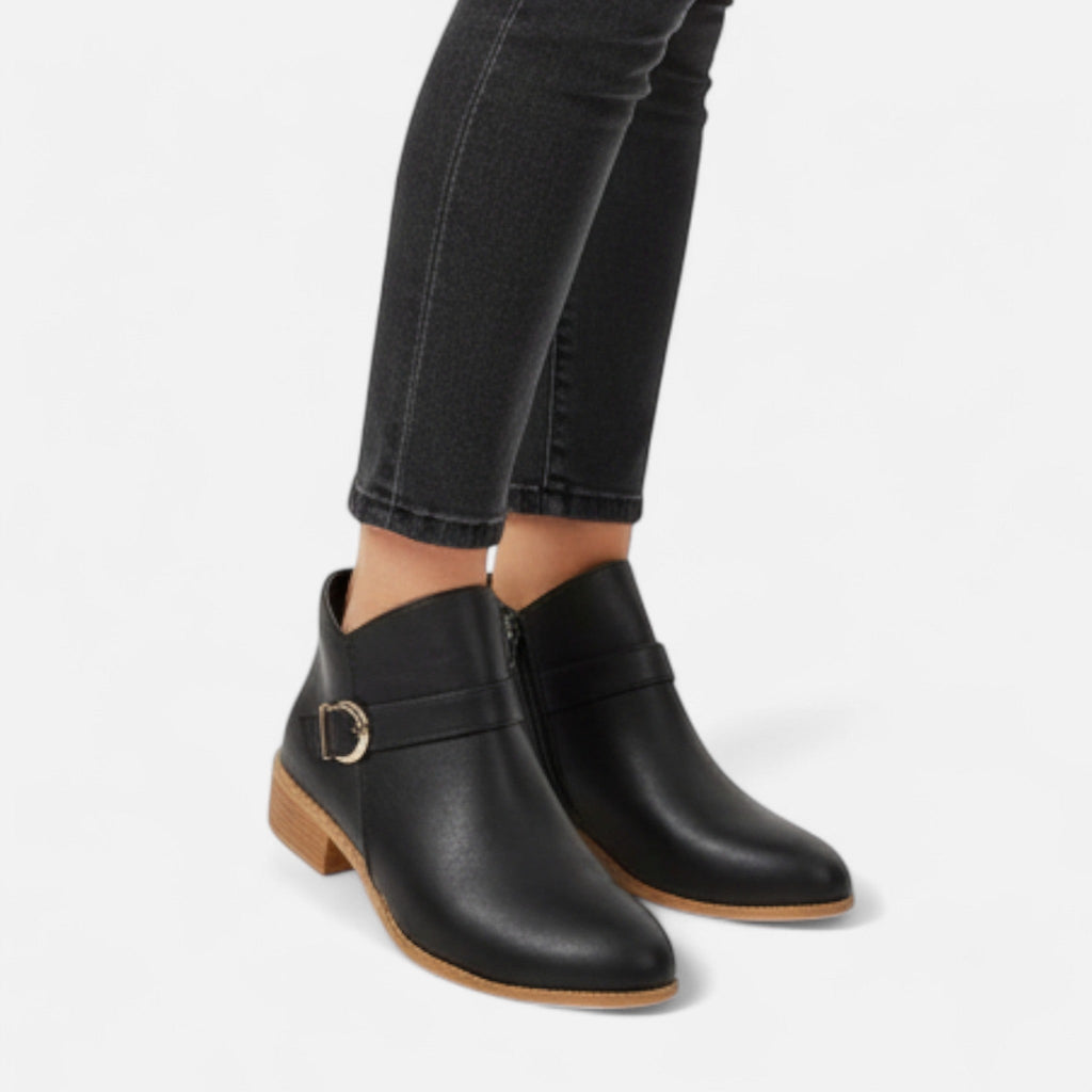 Sofia Maris | Women’s Ankle Boot – Pointed-Toe Buckle Elegance