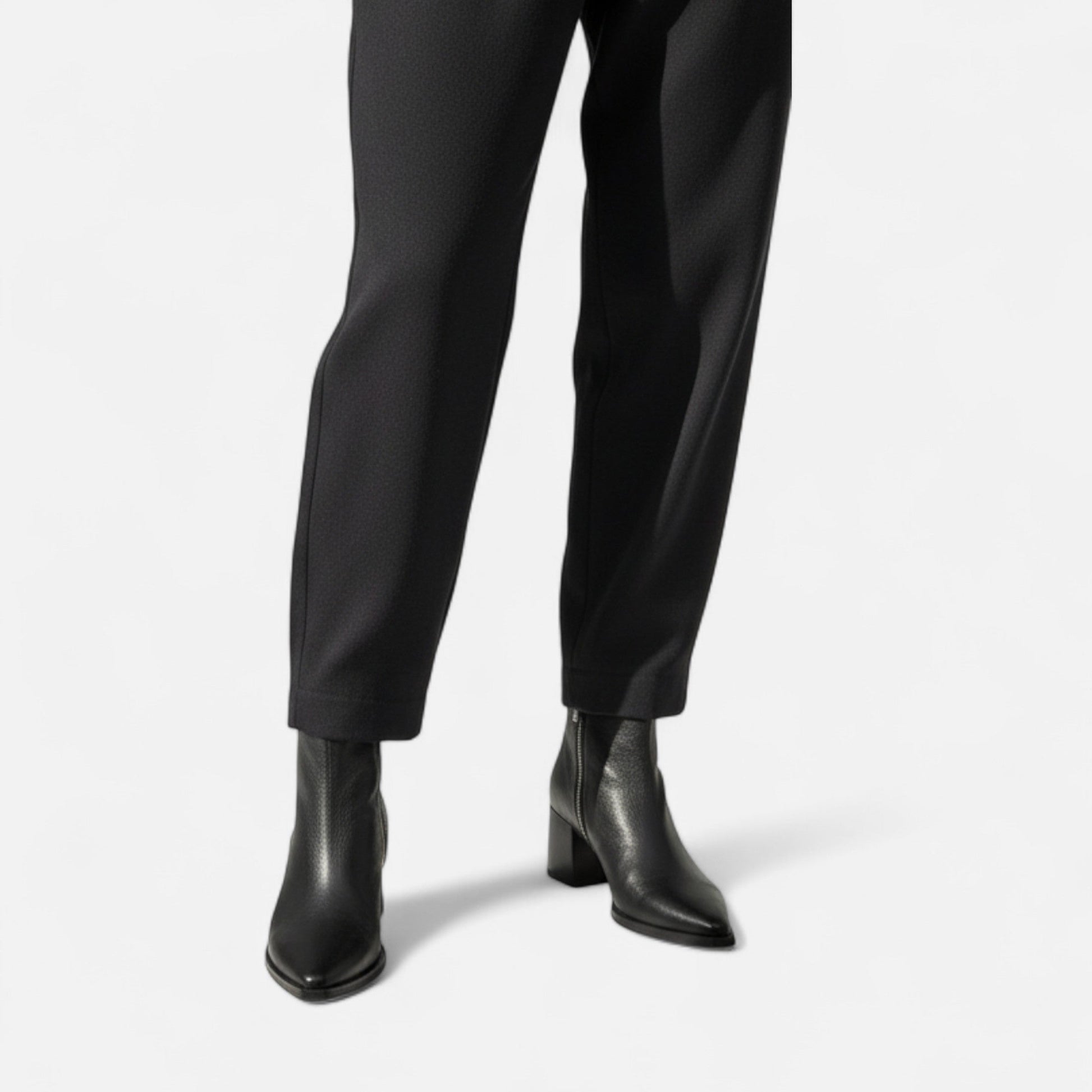 Women’s Genuine Leather Chelsea Boots – Pointed Toe Square Heel - Sofia Maris