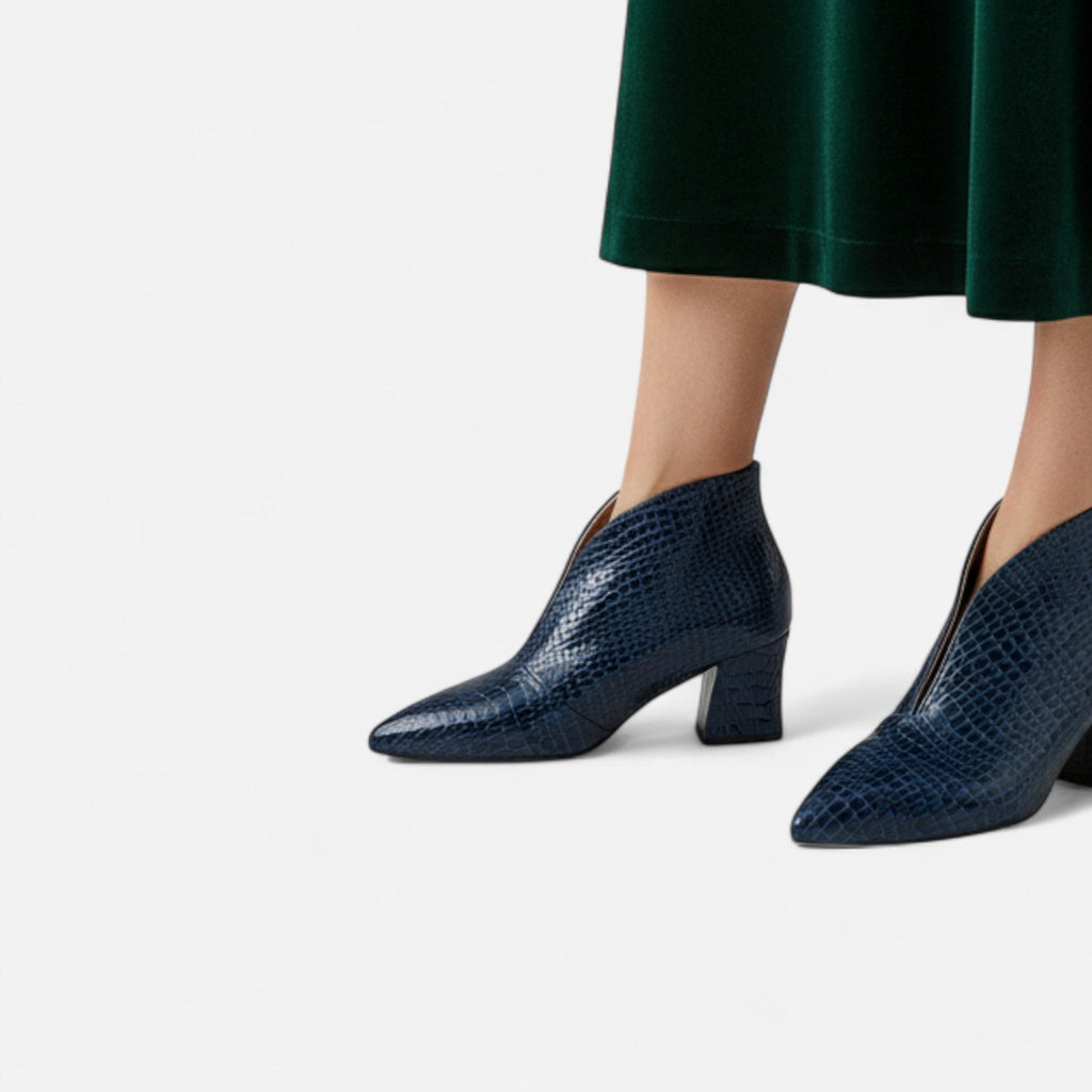 Sofia Maris Women’s Patent Leather V-Cut Ankle Boots - Sofia Maris